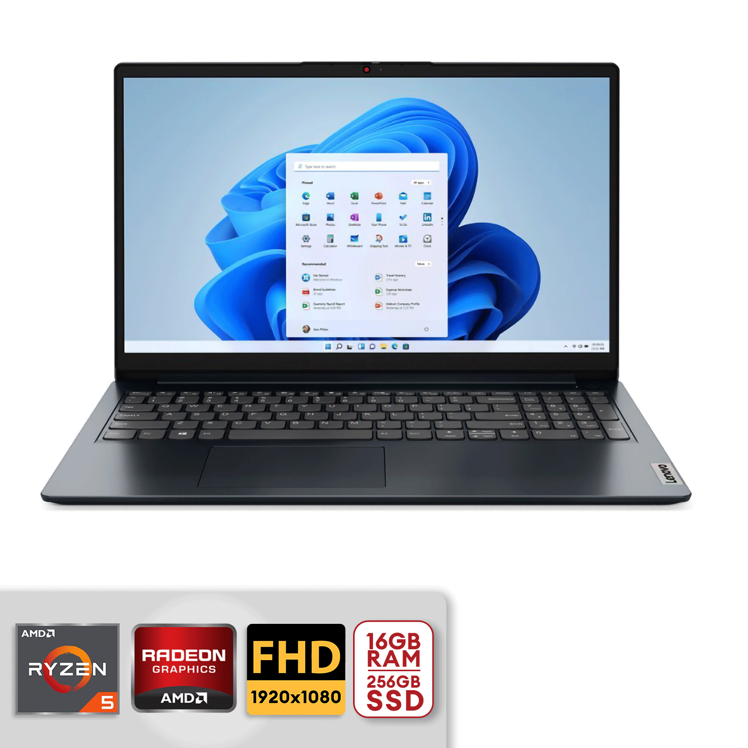 Lenovo 15" Ideapad 1 FHD Laptop Ryzen 5 7520u 16gb/256gb SSD 82VG00QFUS Abyss Blue