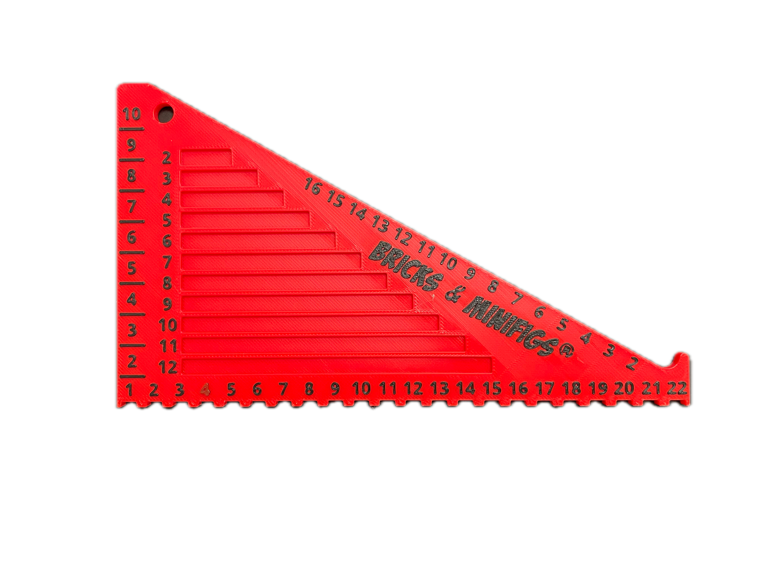 3D Printed 2-Color LEGO-Style Ruler Red