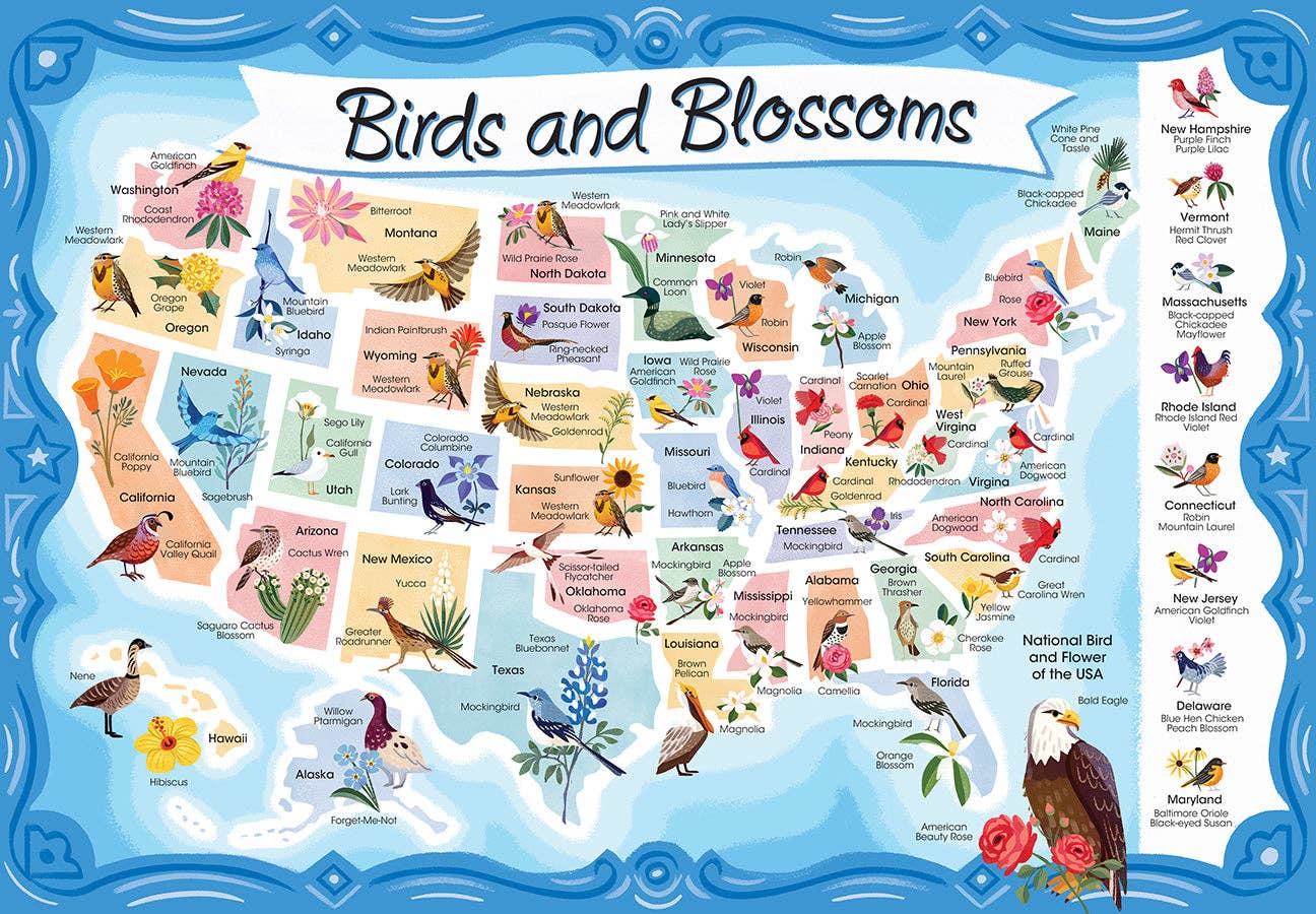 American Birds and Blossoms 1000 Piece Puzzle