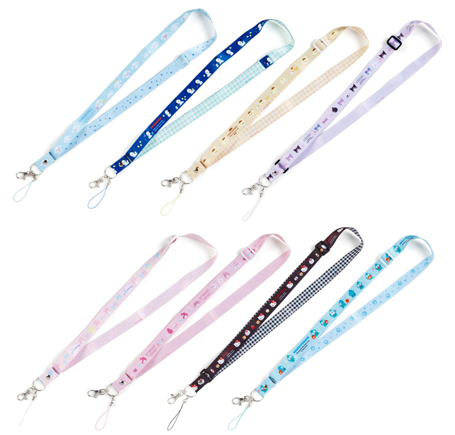 Japan Sanrio Hello Kitty / My Melody / Pompompurin / Cinnamoroll / Pochacco / Kuromi / Hangyodon / Little Twin Stars Neck Lanyard Keychain Key Holder