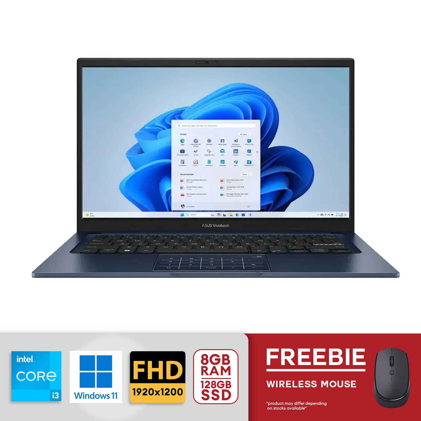 ASUS Vivobook 14" Full HD Intel Core i3-1315U 8GB RAM / 128GB SSD, Win 11 Home Quiet Blue