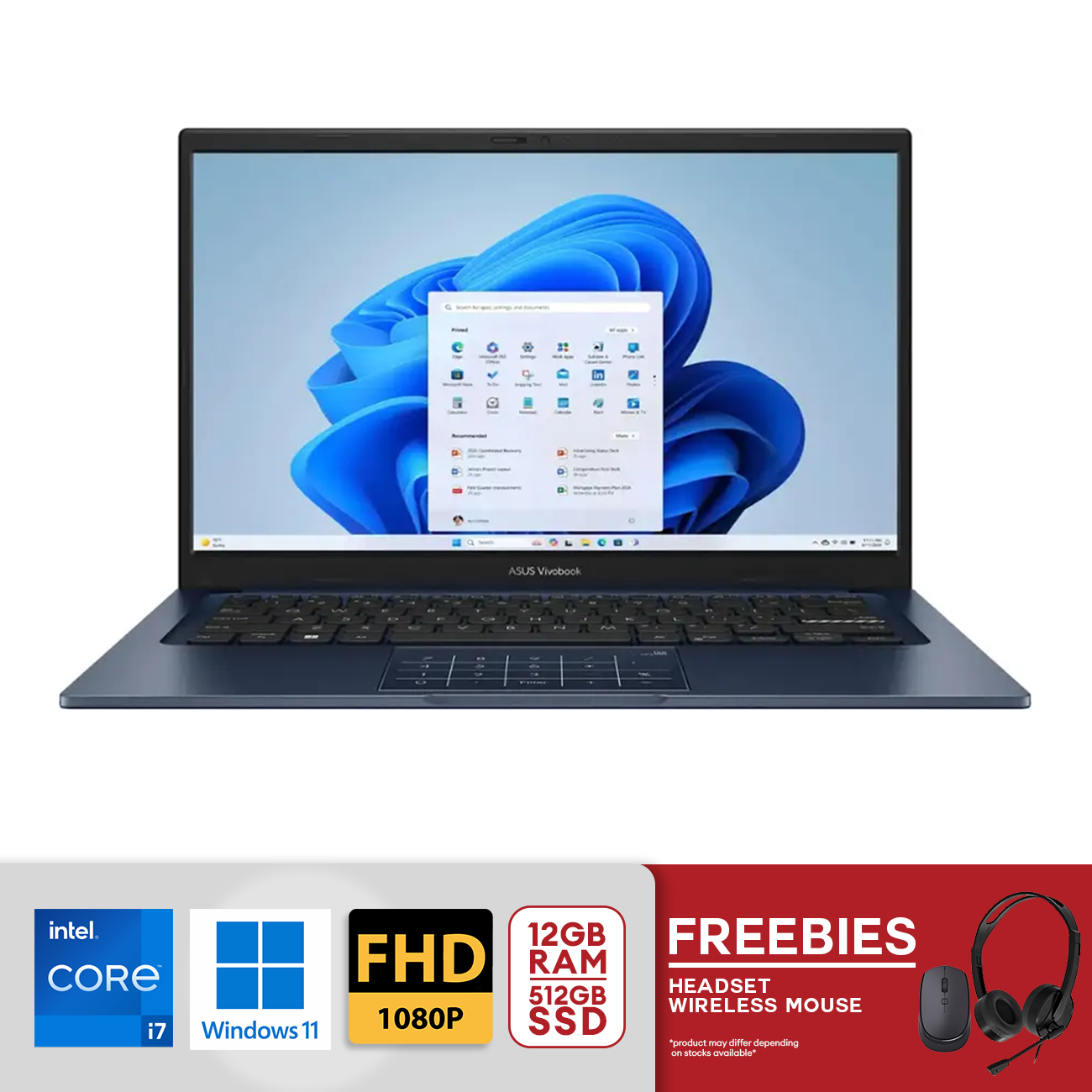 ASUS Vivobook 14 14" FHD Intel Core i7-1355U 12GB RAM / 512GB SSD (X1404V) Win 11 Quiet Blue