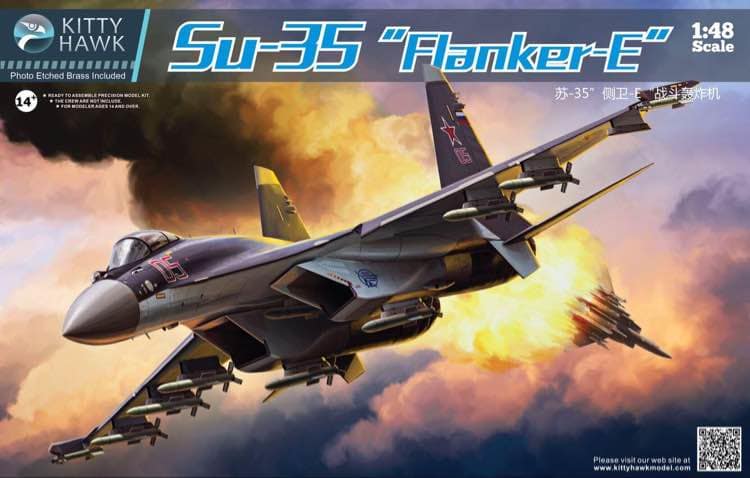 Sukhoi Su-35 Flanker E, 1:48 Scale Model Kit By Kitty Hawk