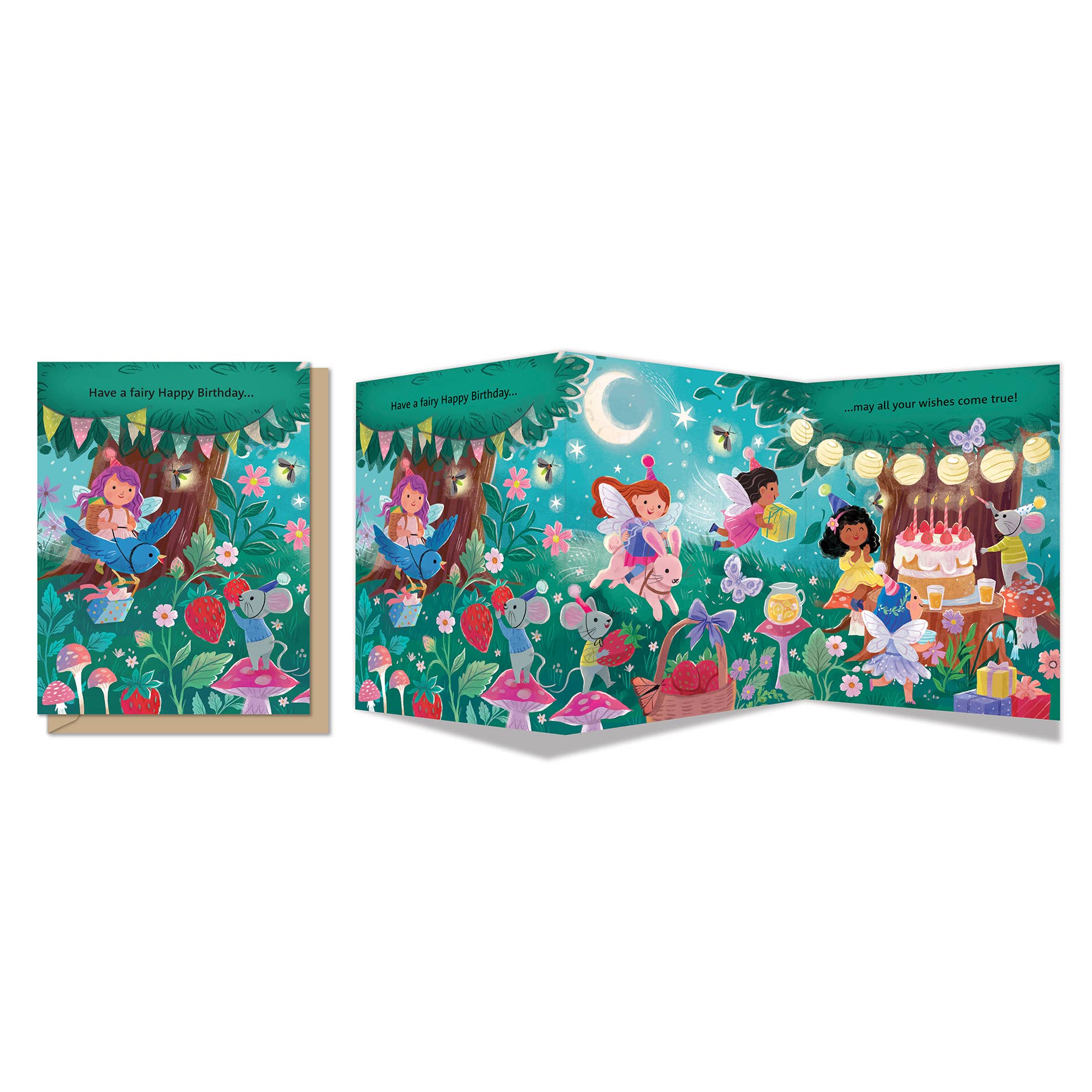 Tri-Fold Birthday Greeting Card | Fairy Forest Festival