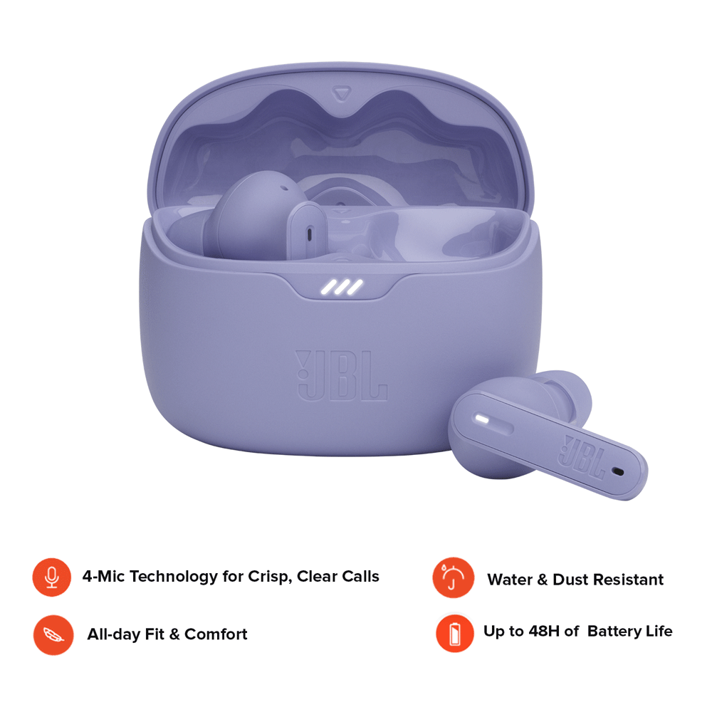 Harman JBL Tune Beam True Wireless Noise Earbuds [Purple]