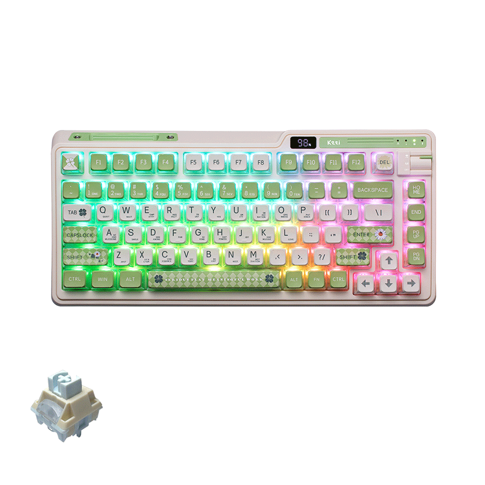 KZZI K75Pro Tri-Mode RGB 82 Keys Hot Swappable Mechanical Keyboard [Lemon Green] [Eternity Tactile Switch]