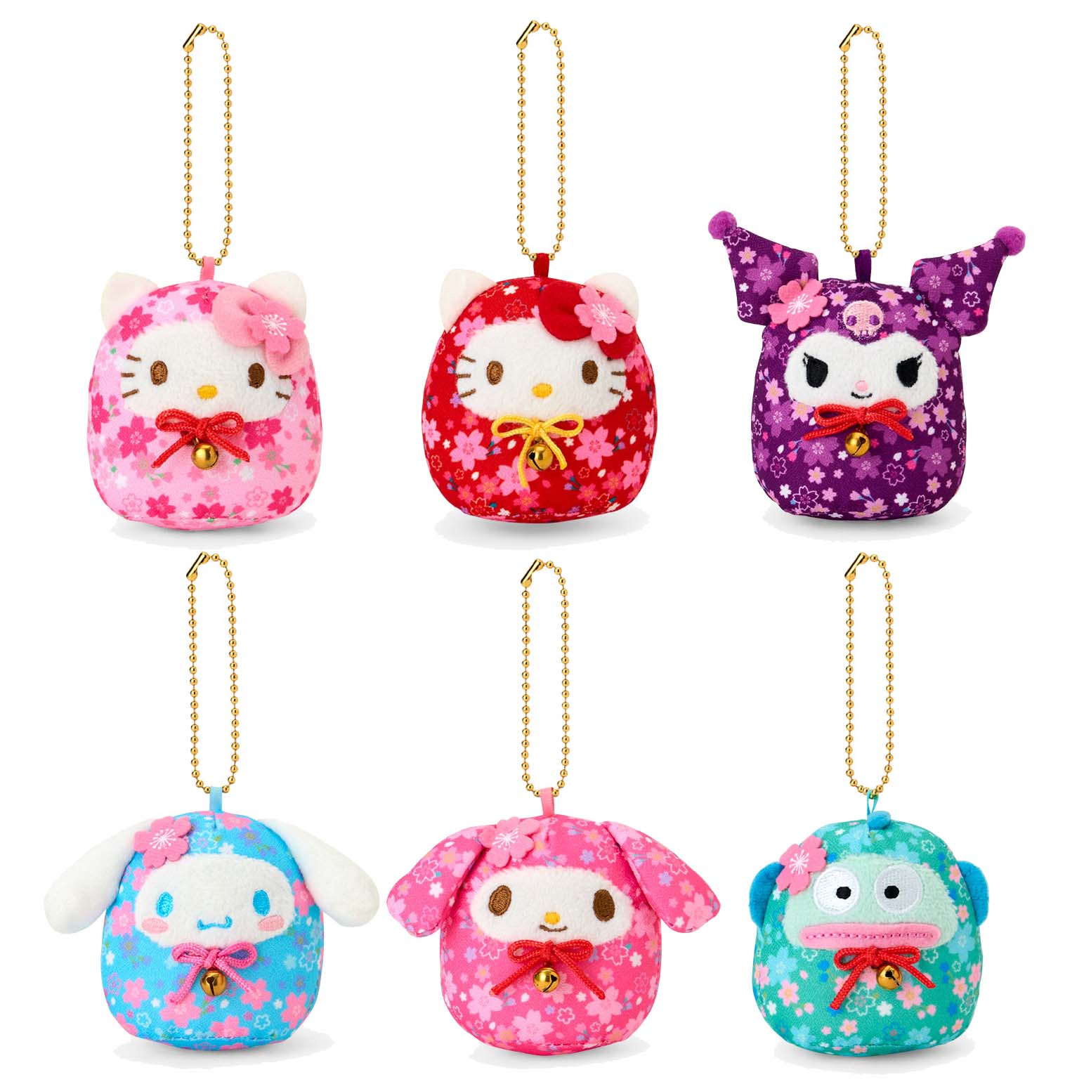 Japan Sanrio Plush Doll Keychain (Sakura Daruma)