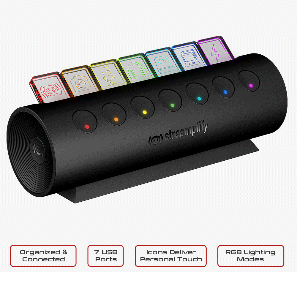Streamplify HUB CTRL 7 7-Port RGB USB Hub [Black]