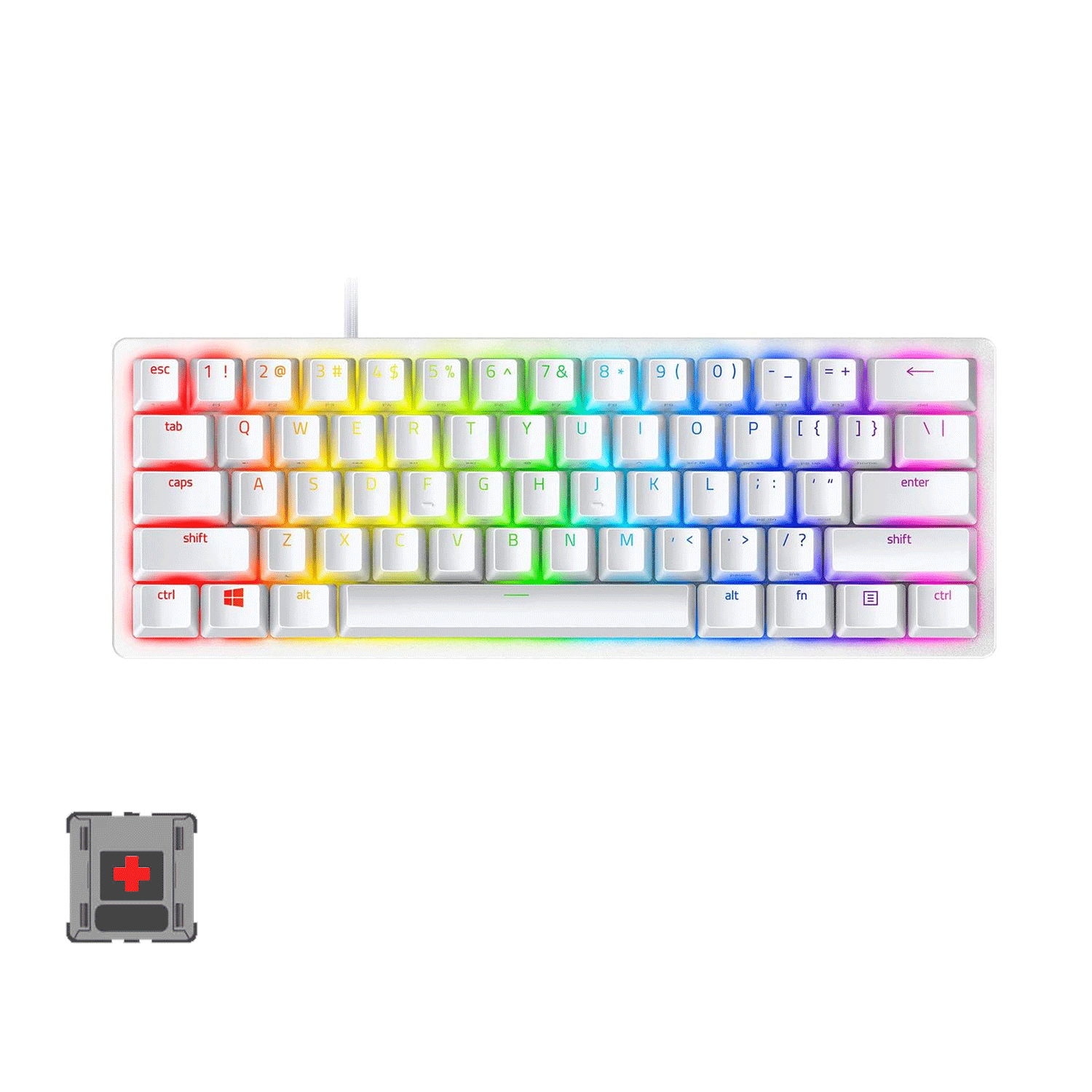 Razer Huntsman Mini 60% Optical Gaming Keyboard (Mercury Edition)  [Red Linear Switches]