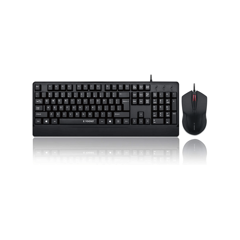 E-Yooso V-500 Wired Mute slim Membrane Keyboard Mouse Combos 104 keys Keyboard and Mice Set
