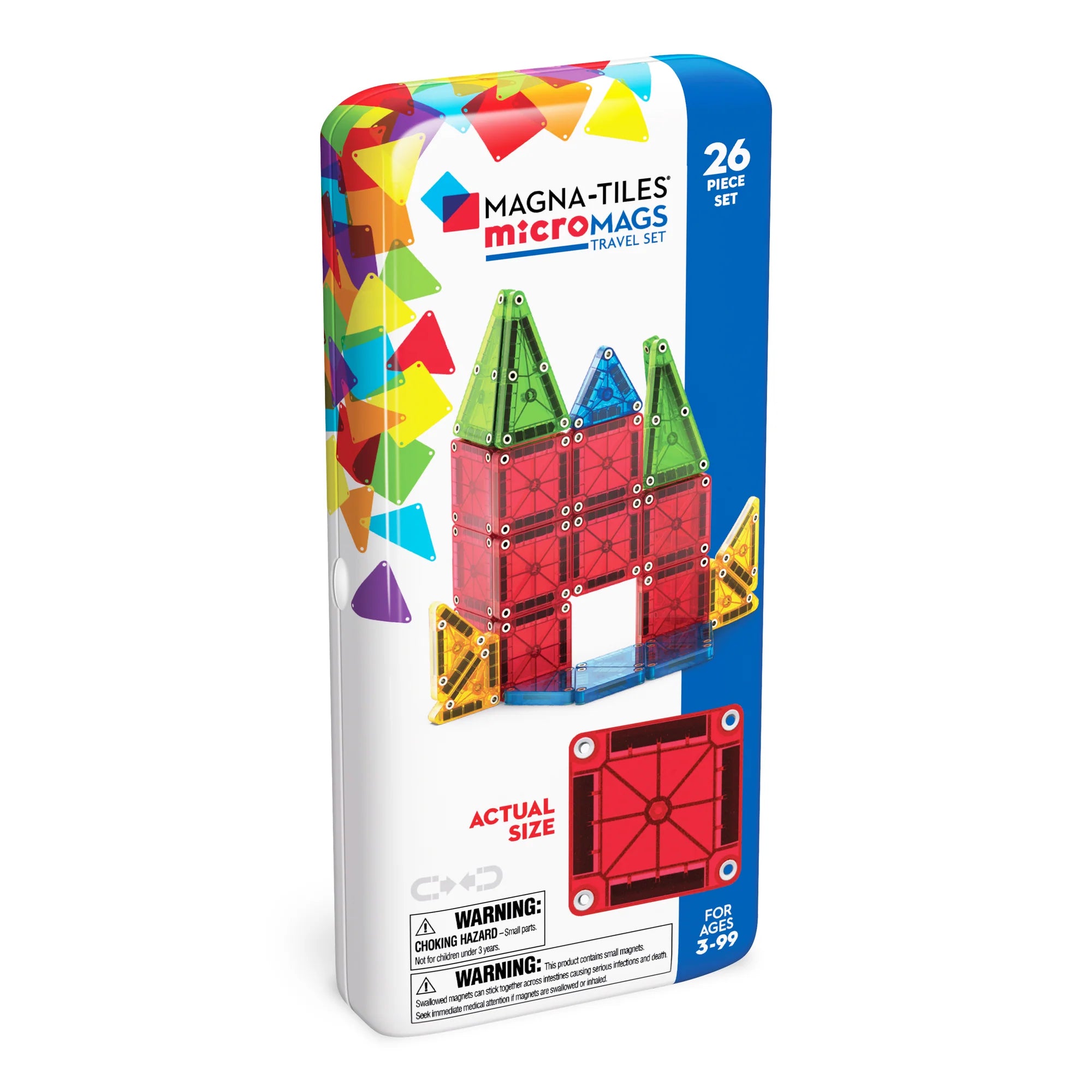 Magna-Tiles Micro-MAGS 26 Piece Travel Set-Bold Colors
