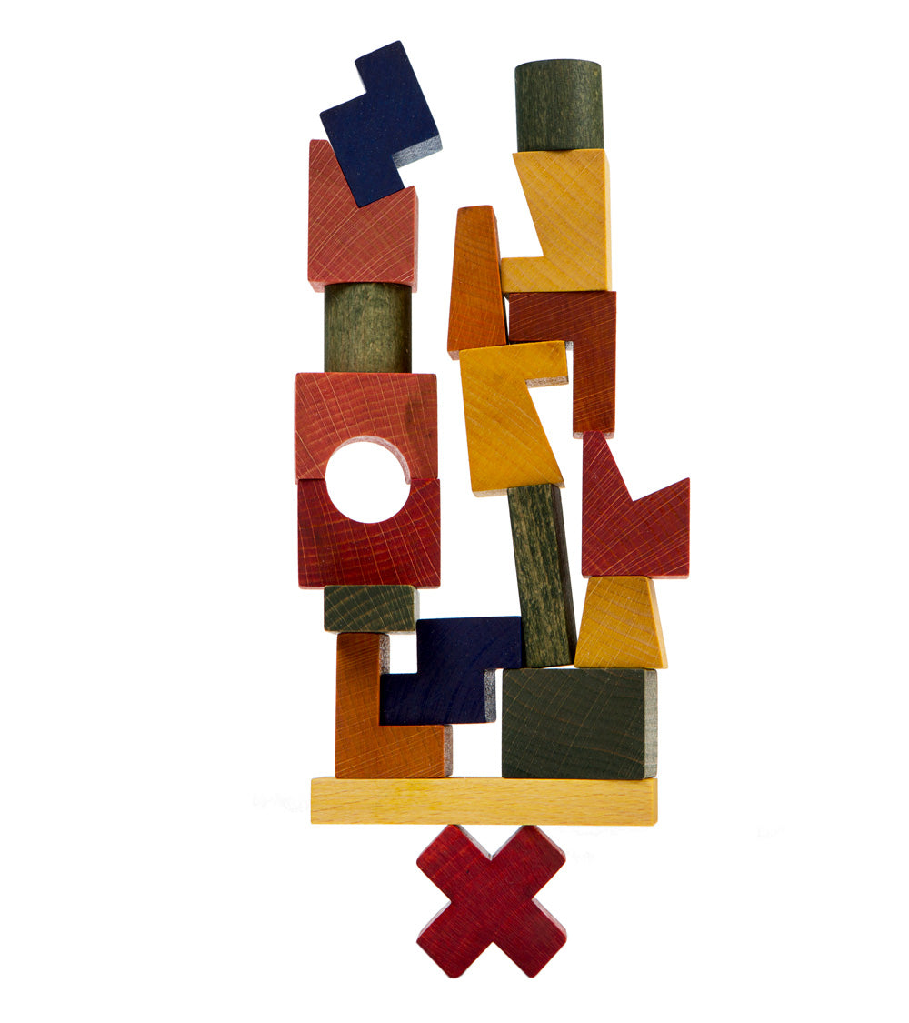 Rainbow Colored Montessori Wooden Stacking Tower