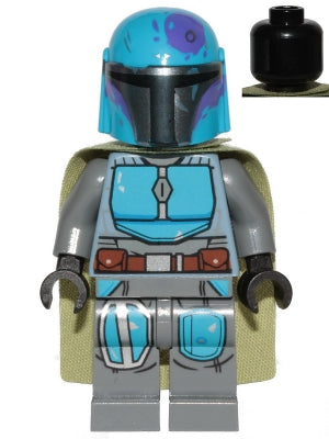 SW1080 Mandalorian Tribe Warrior - Male, Olive Green Cape, Dark Azure Helmet