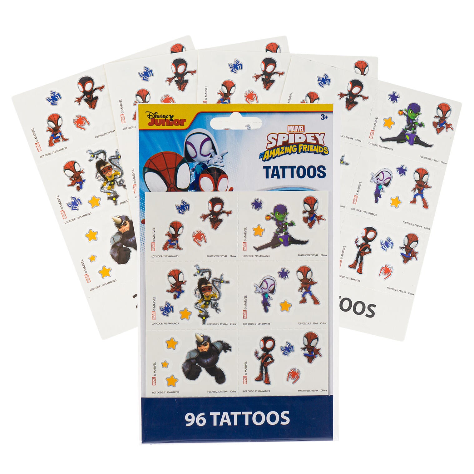 Spidey and Friends 4 Sheet 96 Piece Tattoo Set