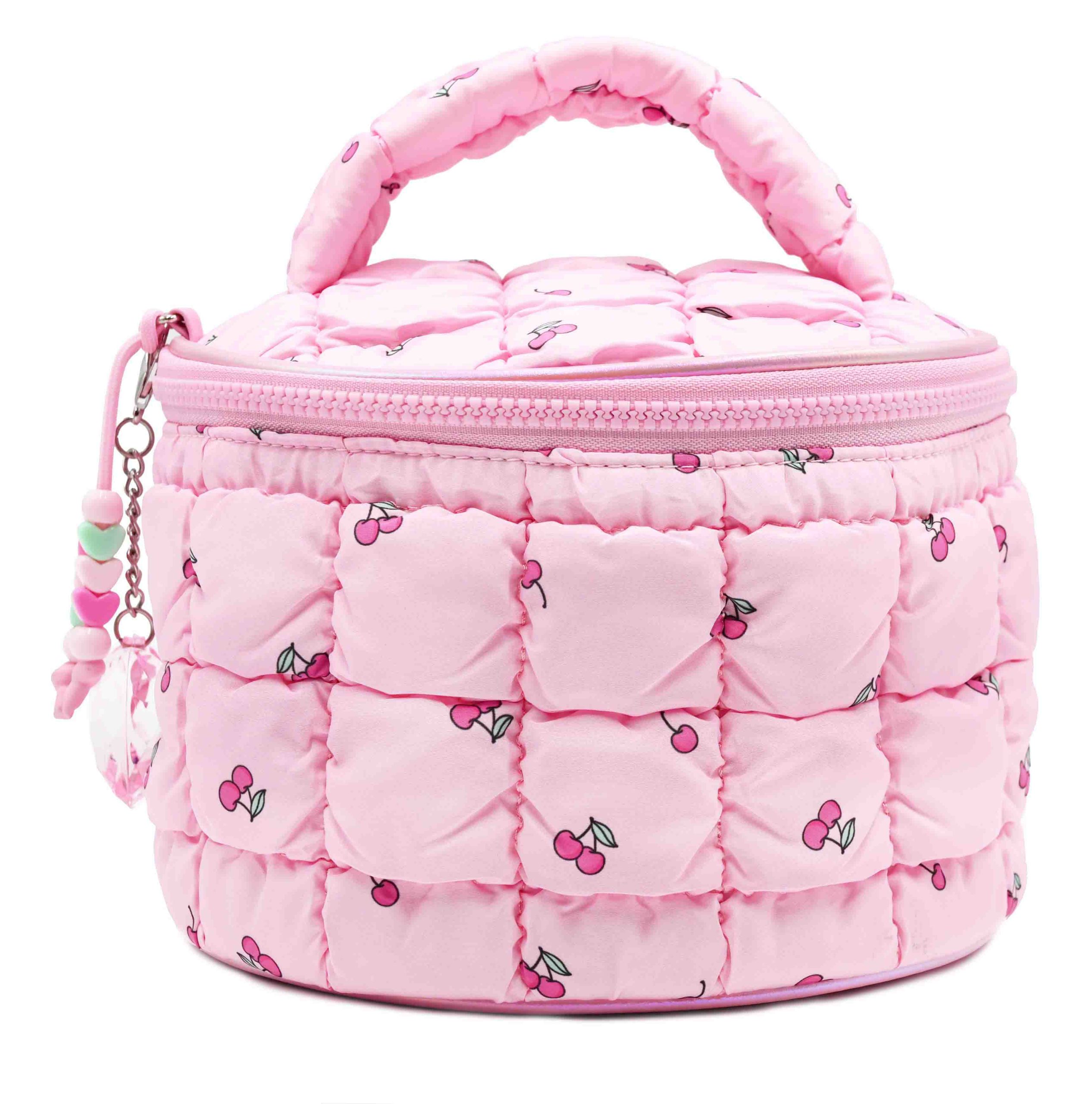 Cherry Print Quilted Scrunchies Glam Bag