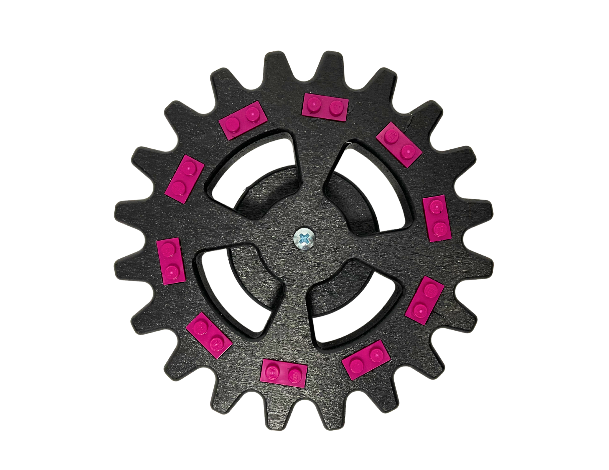 Small Single Gear Display Stand with Pink Bricks