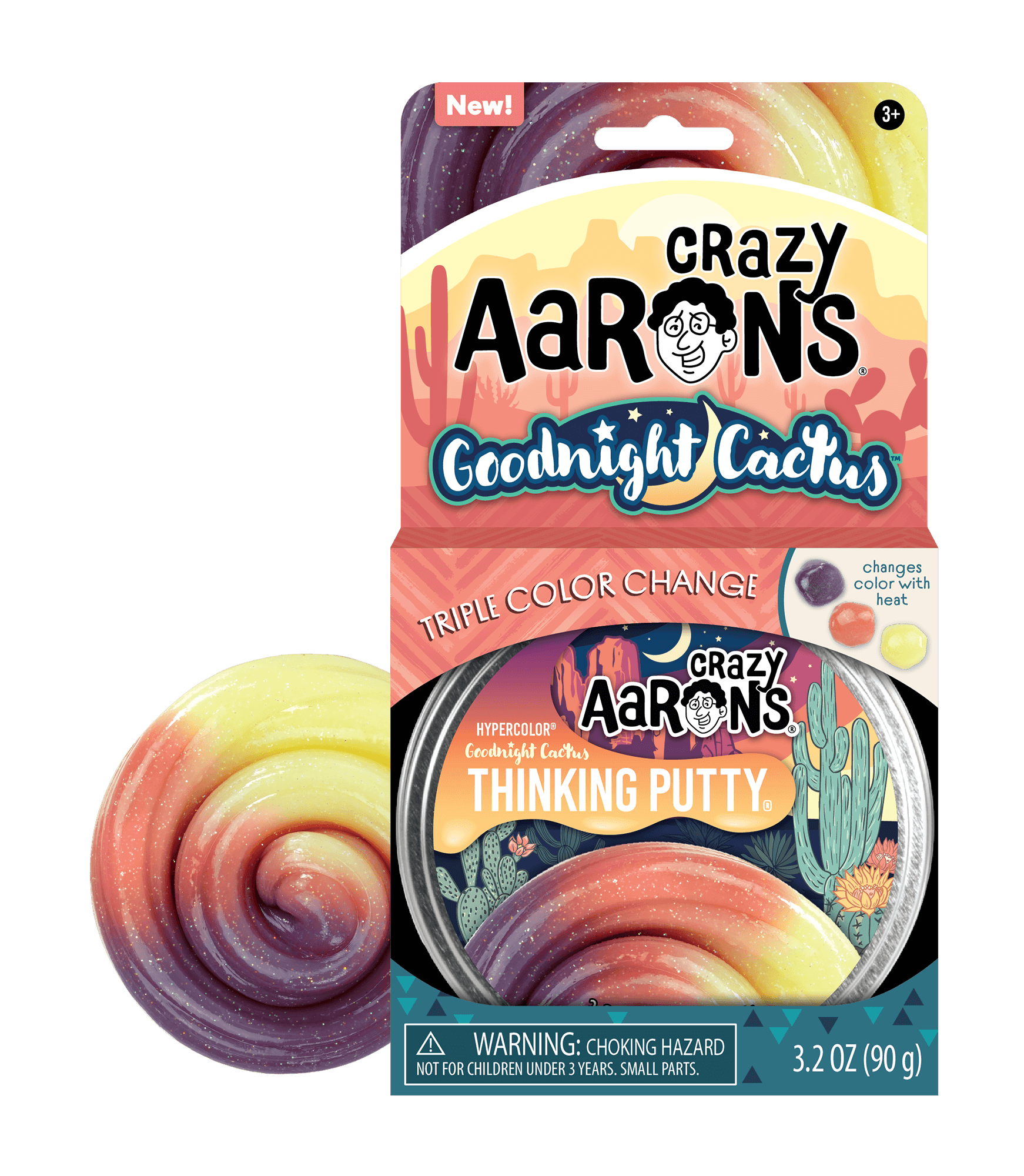 Crazy Aaron's Thinking Putty 4" Tin- Goodnight Cactus
