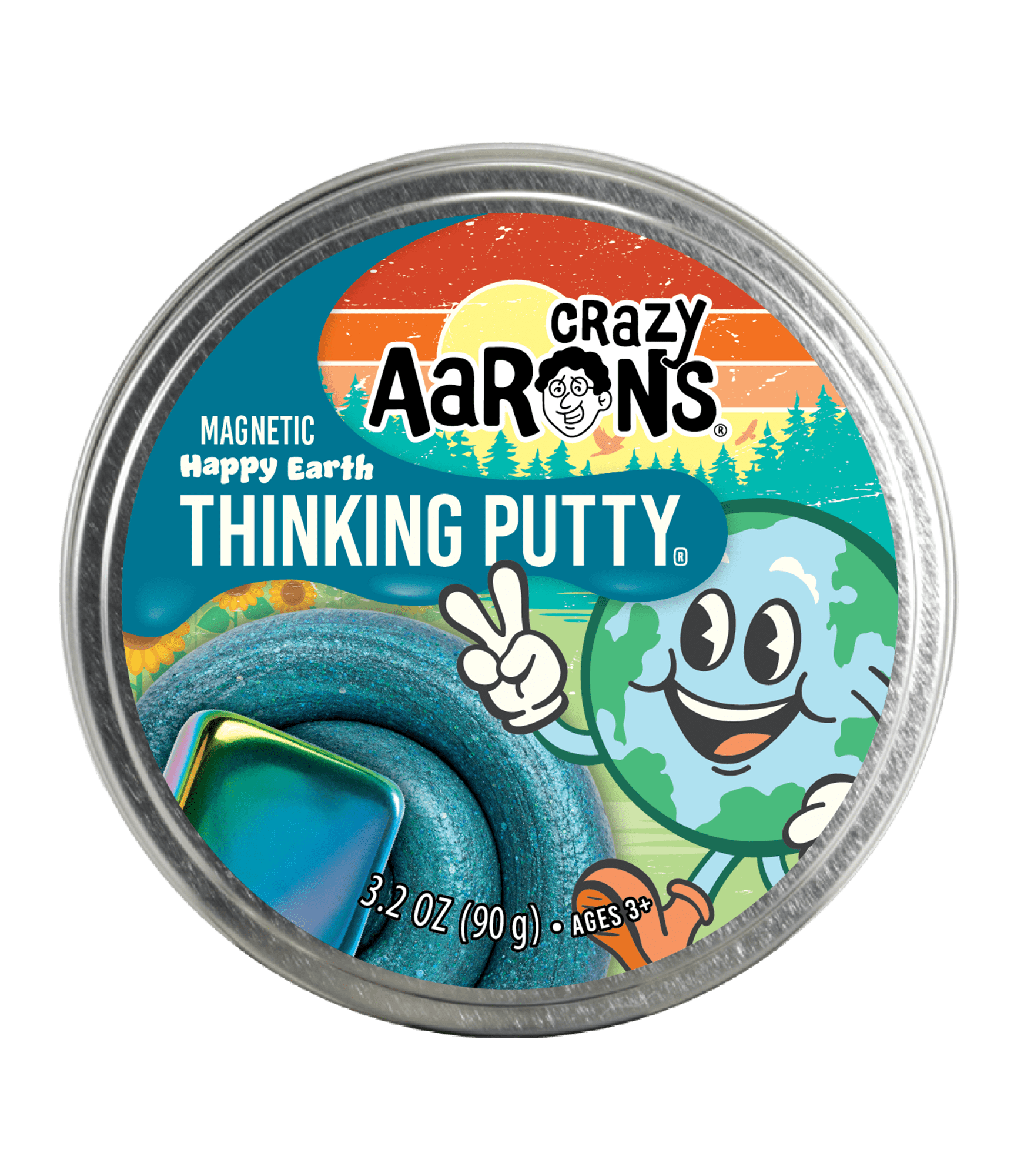 Crazy Aaron's Thinking Putty 4" Tin- Happy Earth