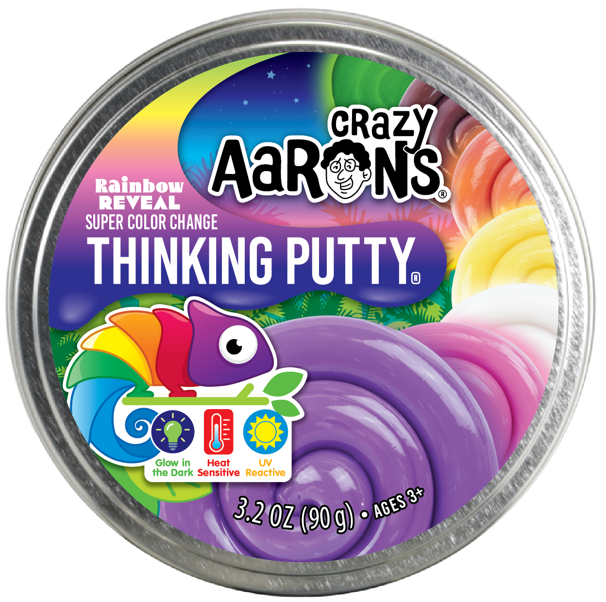 Crazy Aaron's Thinking Putty 4" Tin- Rainbow Reveal