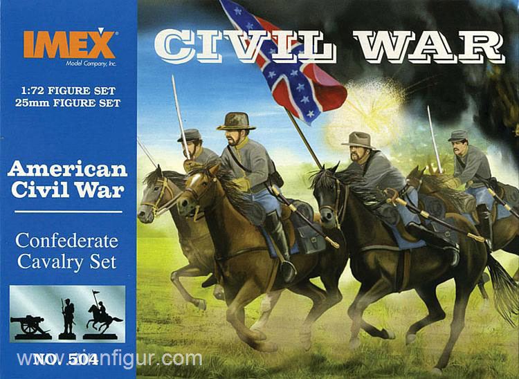 American Civil War CSA Cavalry, 1/72 Scale Plastic Figures