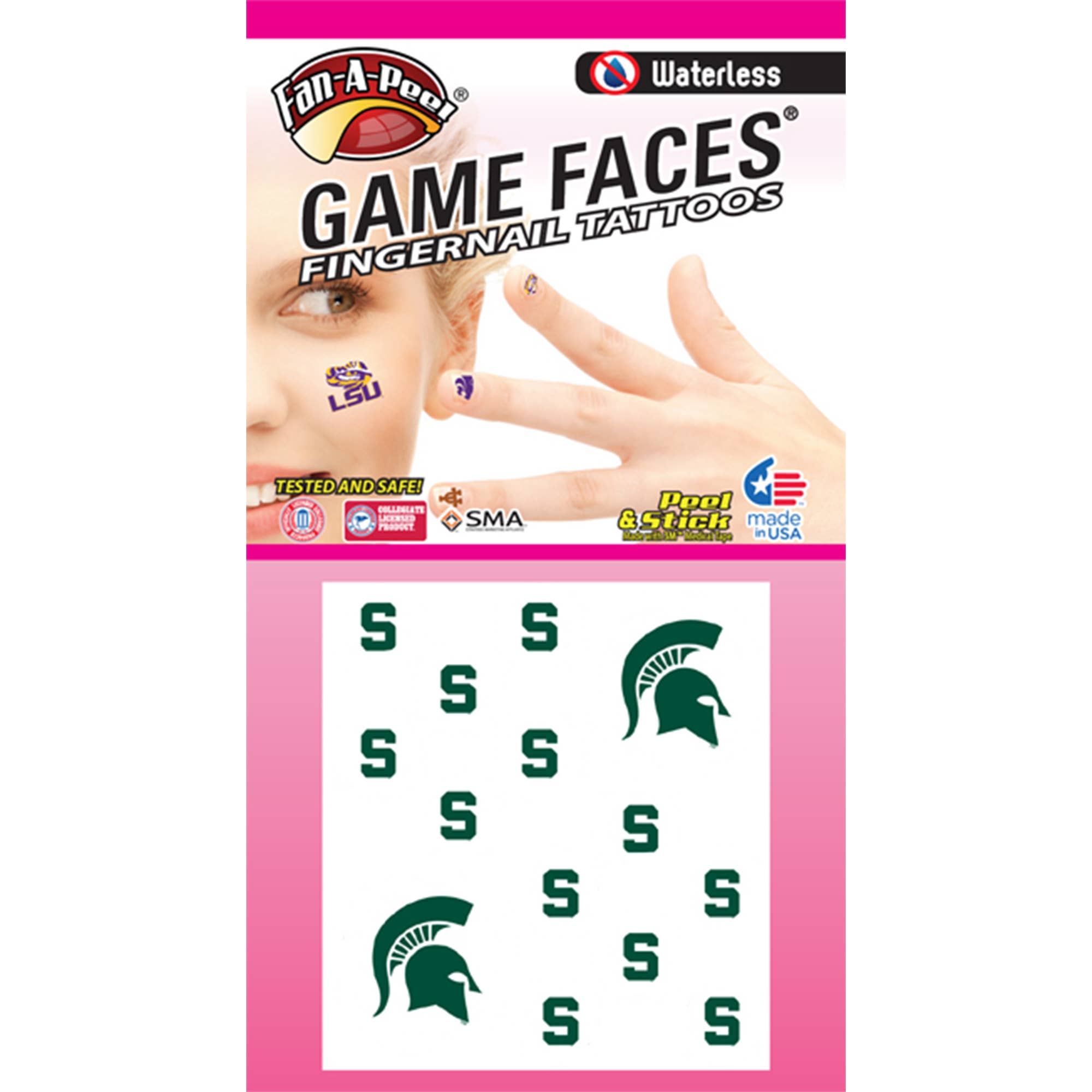 Michigan State Game Faces® Temporary Fingernail Tattoos