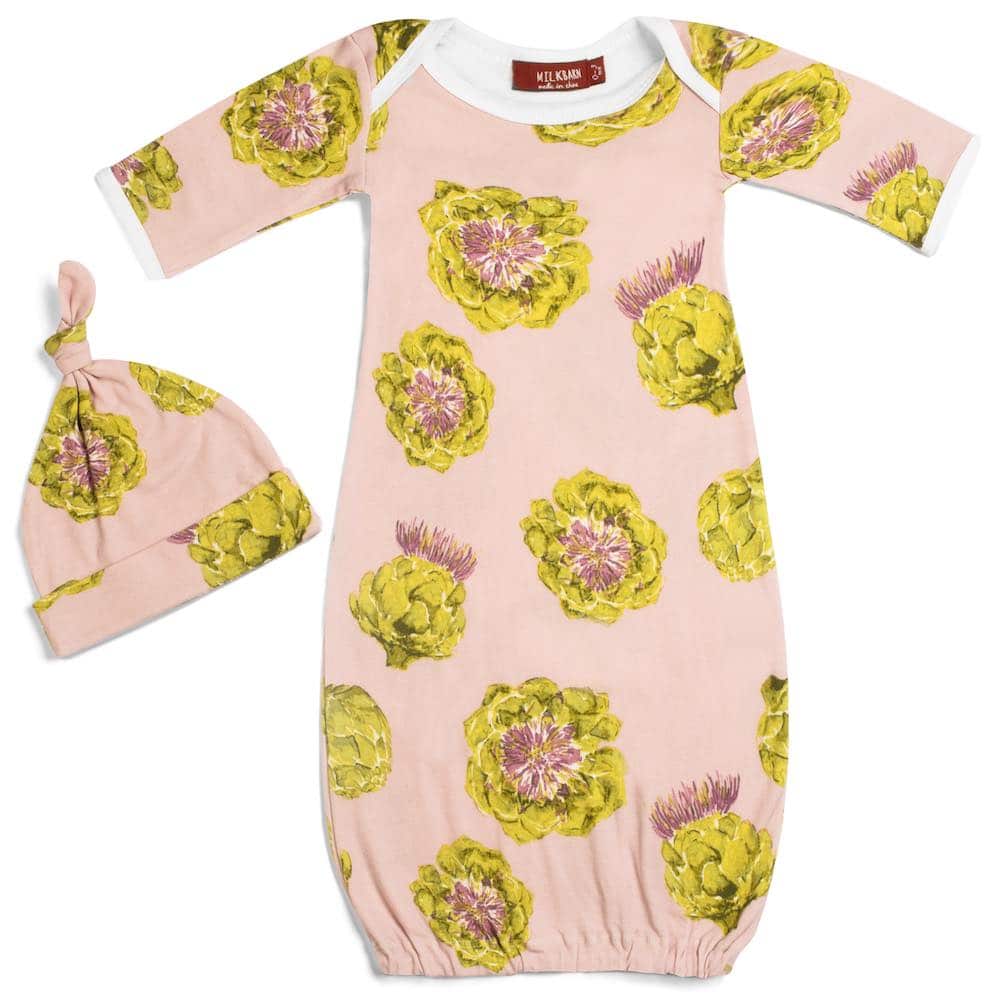 Organic Cotton Newborn Gown and Hat Sets