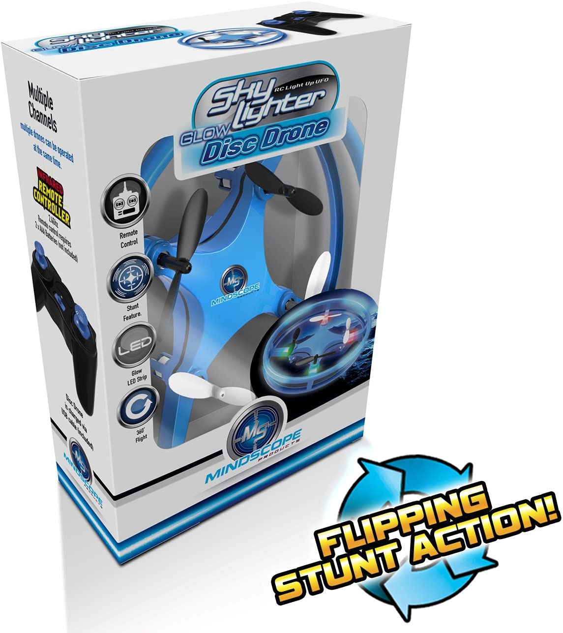Flying Quadcopter Sky Lighter Glow Disc Drone - Blue