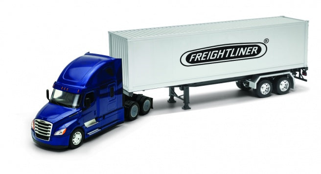 Freightliner Cascadia Sleeper Cab (Blue) With Container Van (Gray) 1:32  Scale Model