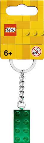 854083 2 x 4 Brick - Chrome Green Key Chain