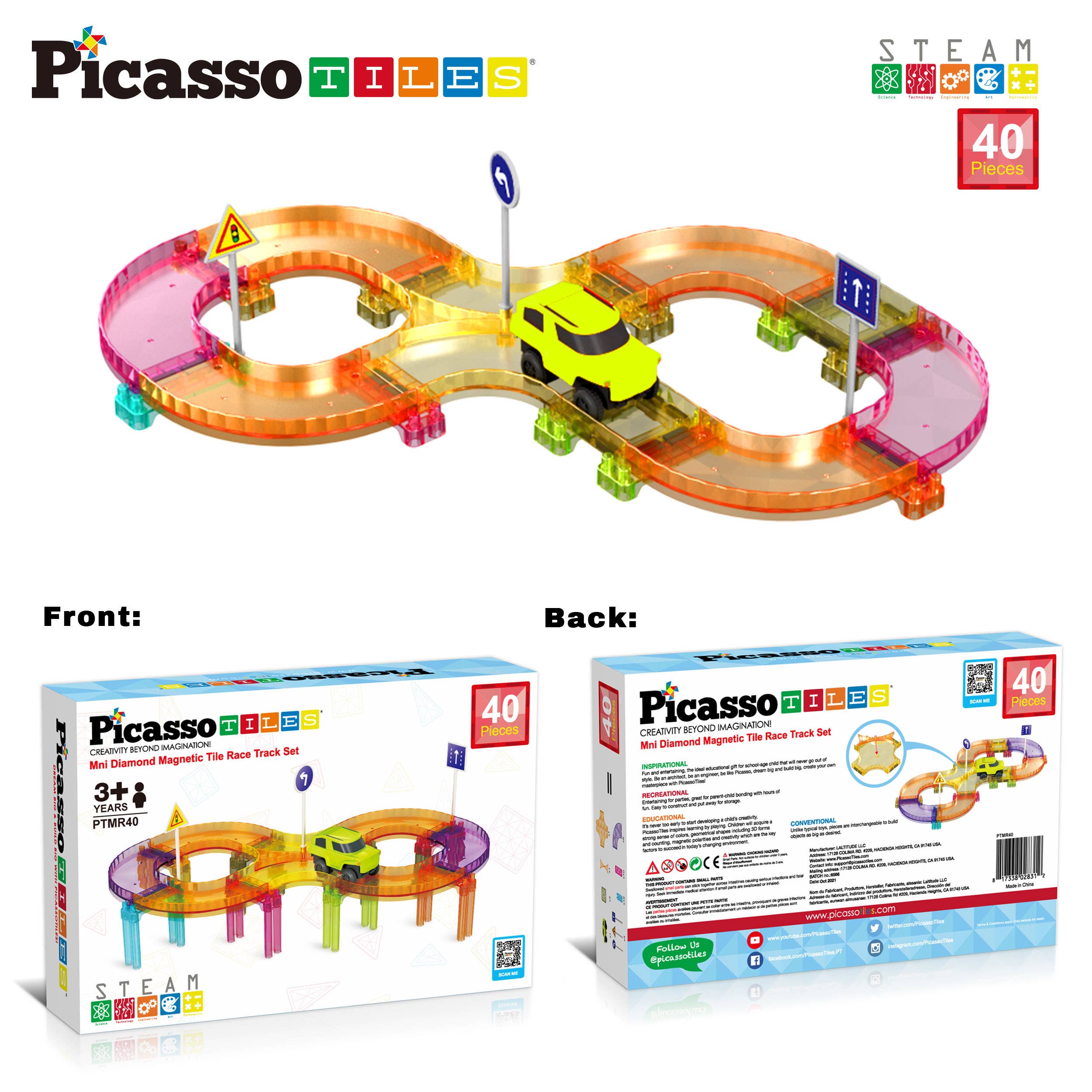 Magnetic Tile Race Track Play Set