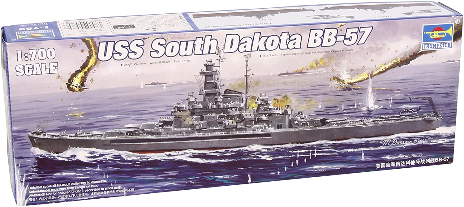 USS South Dakota Battleship BB-57, 1:700 Scale Model Kit