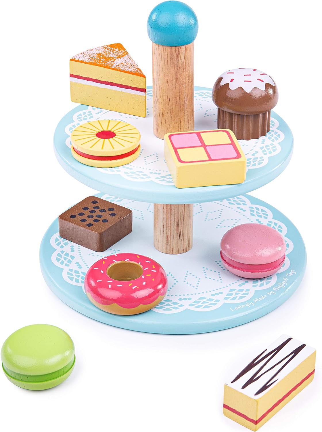 Wooden Cake Stand with 9 Wooden Play Cakes