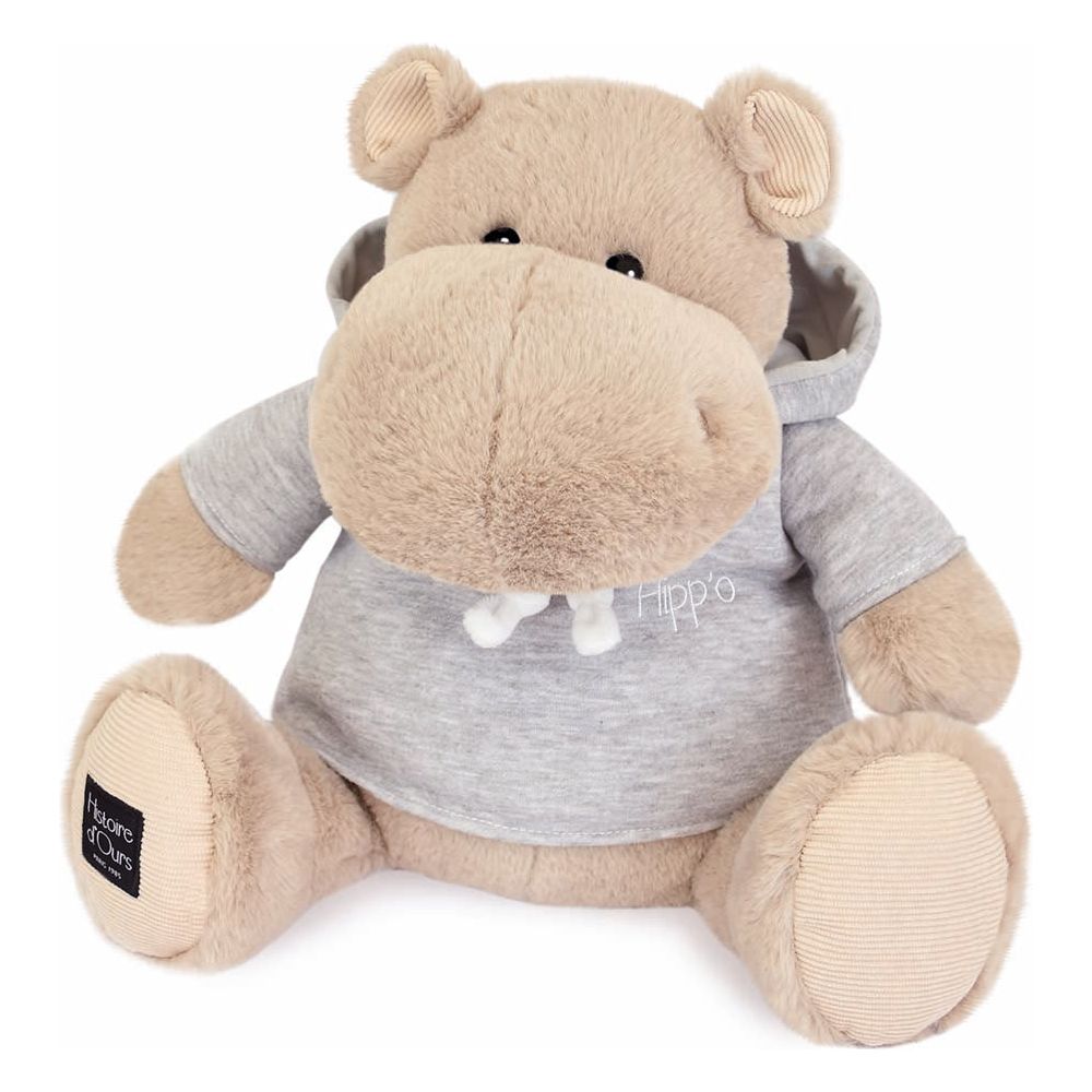 Hippo Plush - Beige with Grey Sweatshirt
