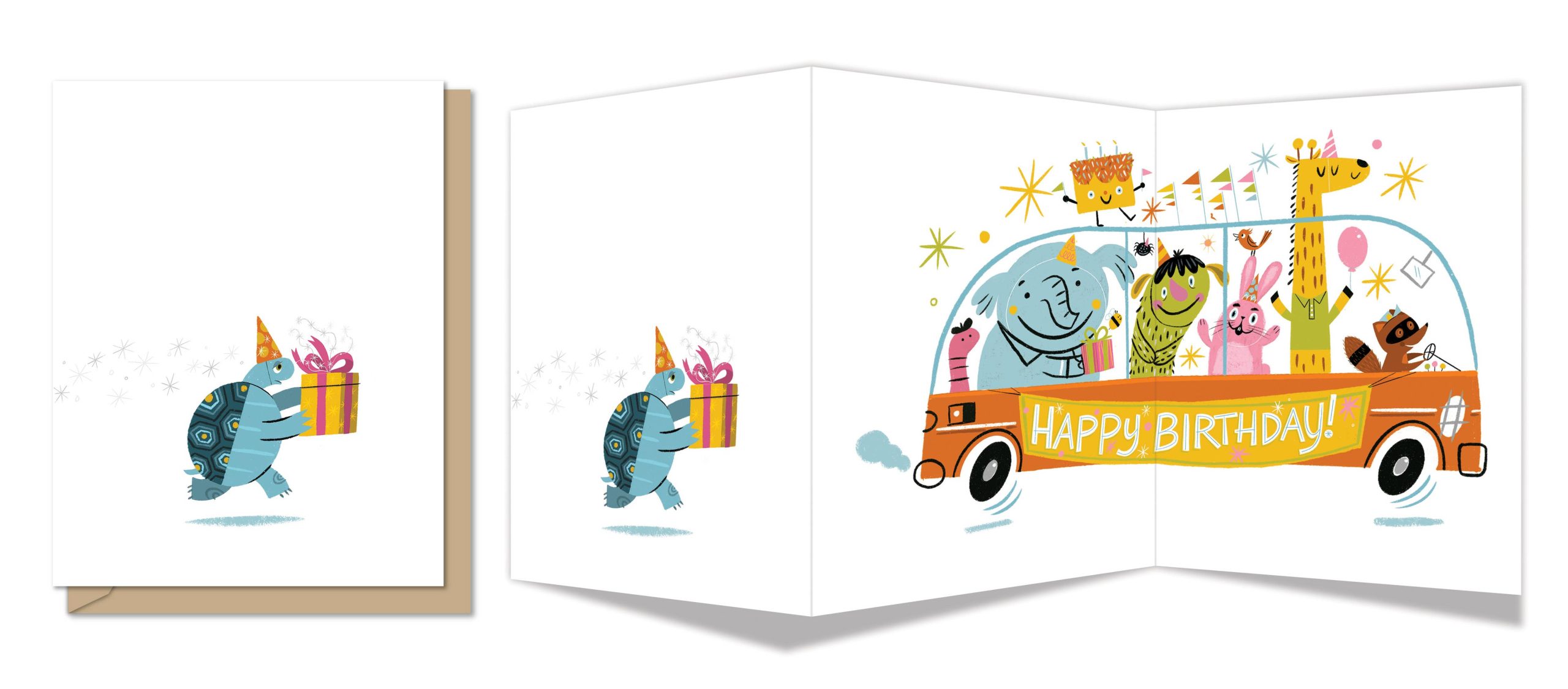 Tri-fold Birthday Greeting Card | Tardy Turtle