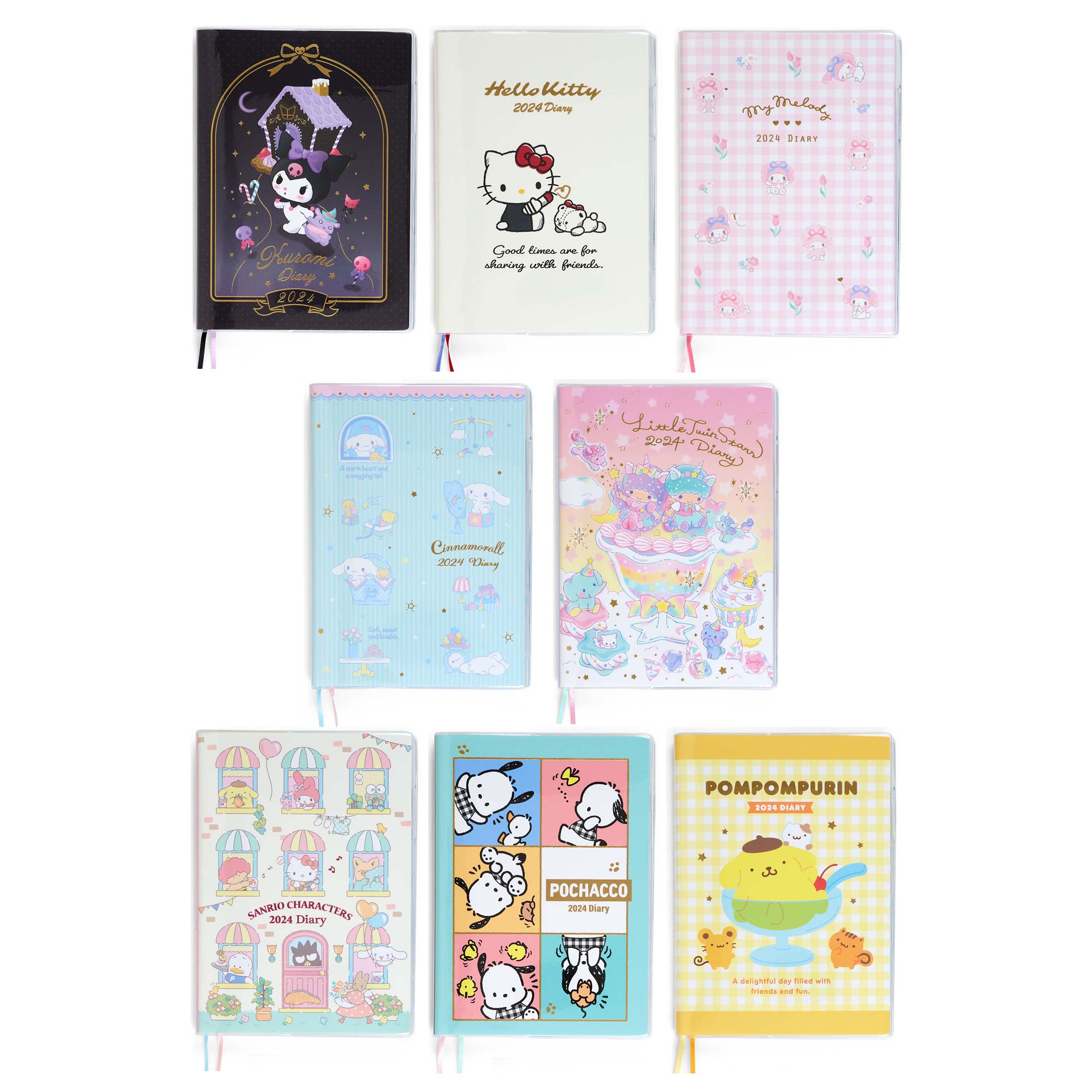 Japan Sanrio Characters Mix / Hello Kitty / My Melody / Little Twin Stars / Kuromi / Pochacco / Pompompurin / Cinnamoroll 2024 Weekly B6 Schedule Book / Planner