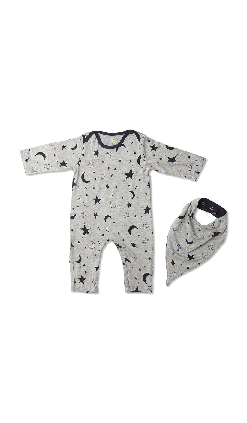 Twinkle Night Romper + Bib 2pc Set