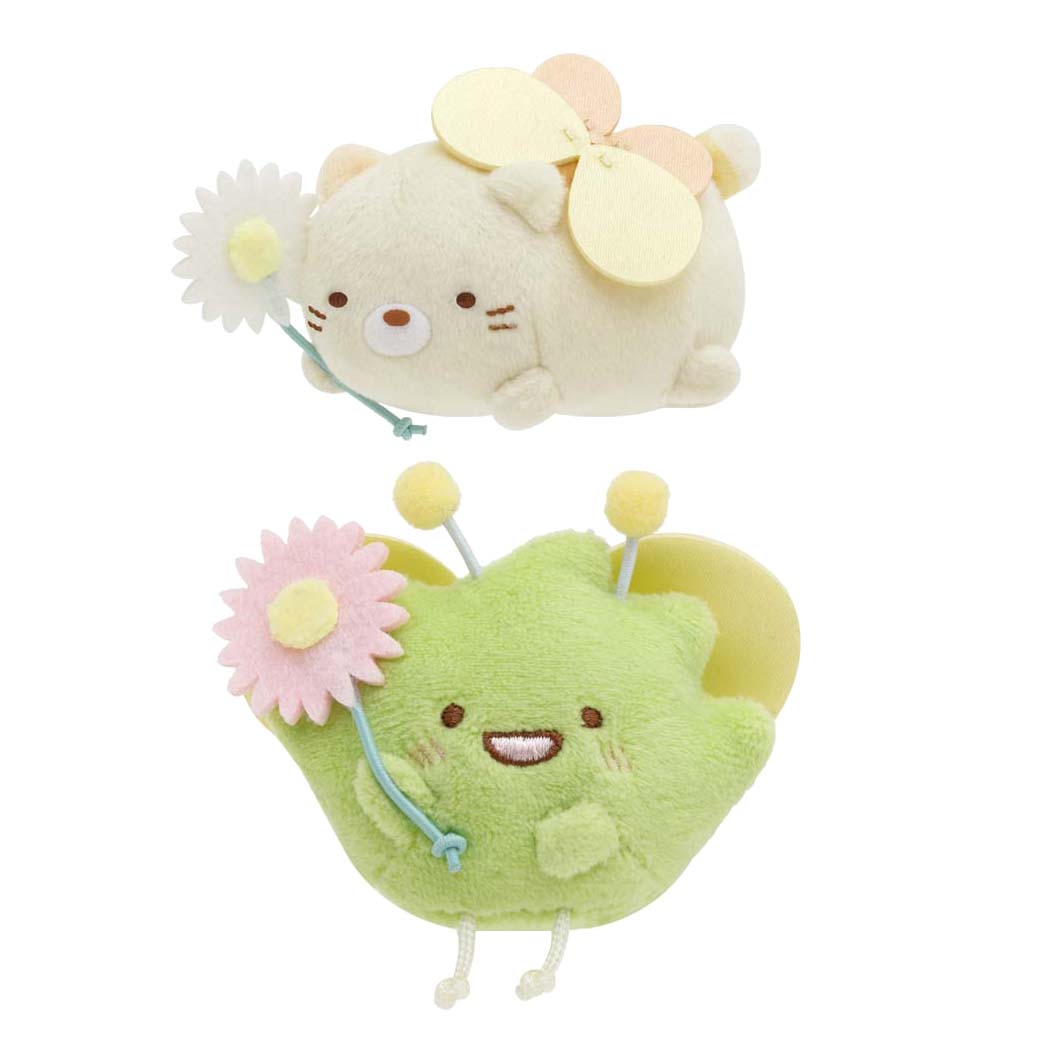 Japan San-X Sumikko Gurashi Plush Doll Brooch Pin (Flower Garden)
