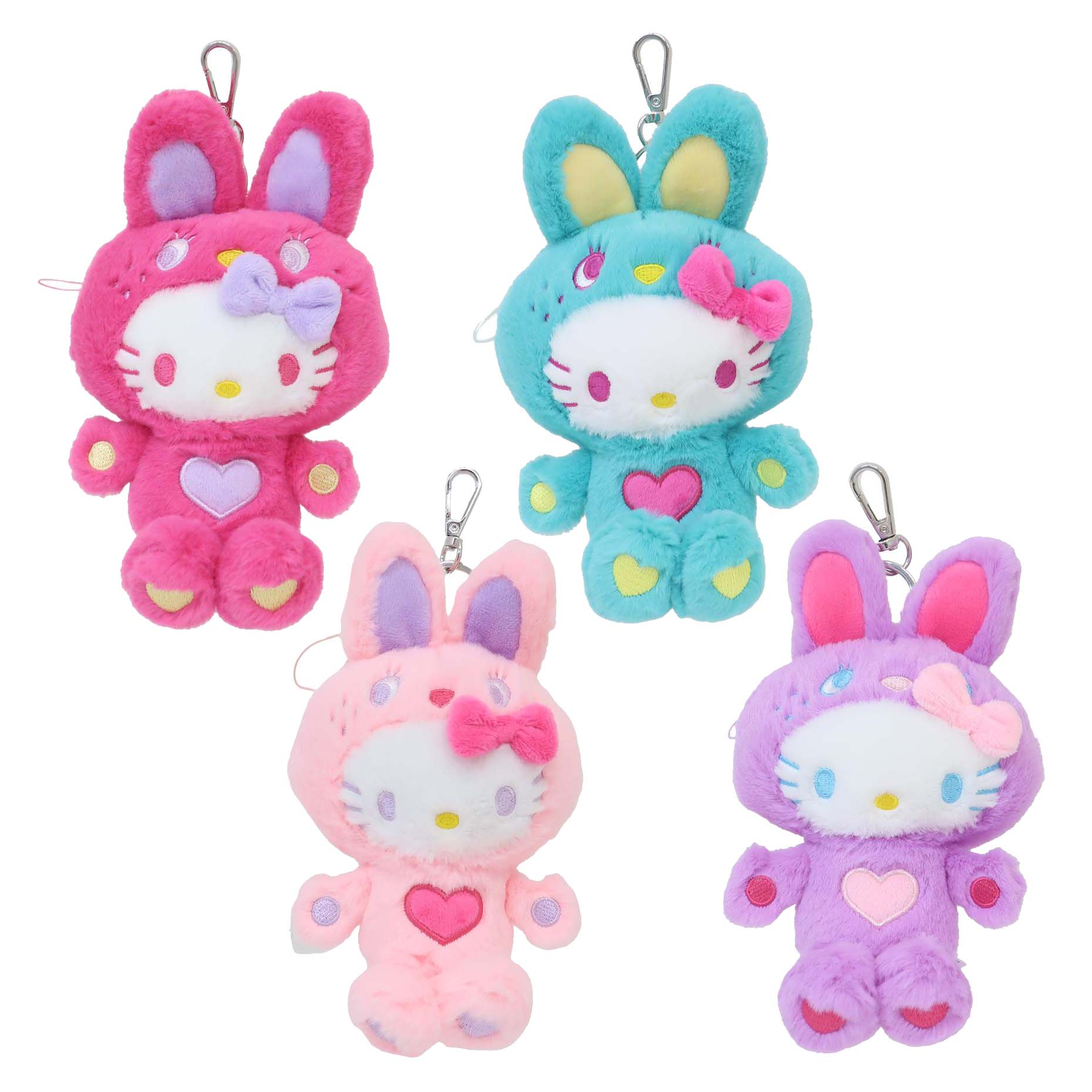 Japan Sanrio Hello Kitty Plush Doll Keychain (Colorful Bunny)