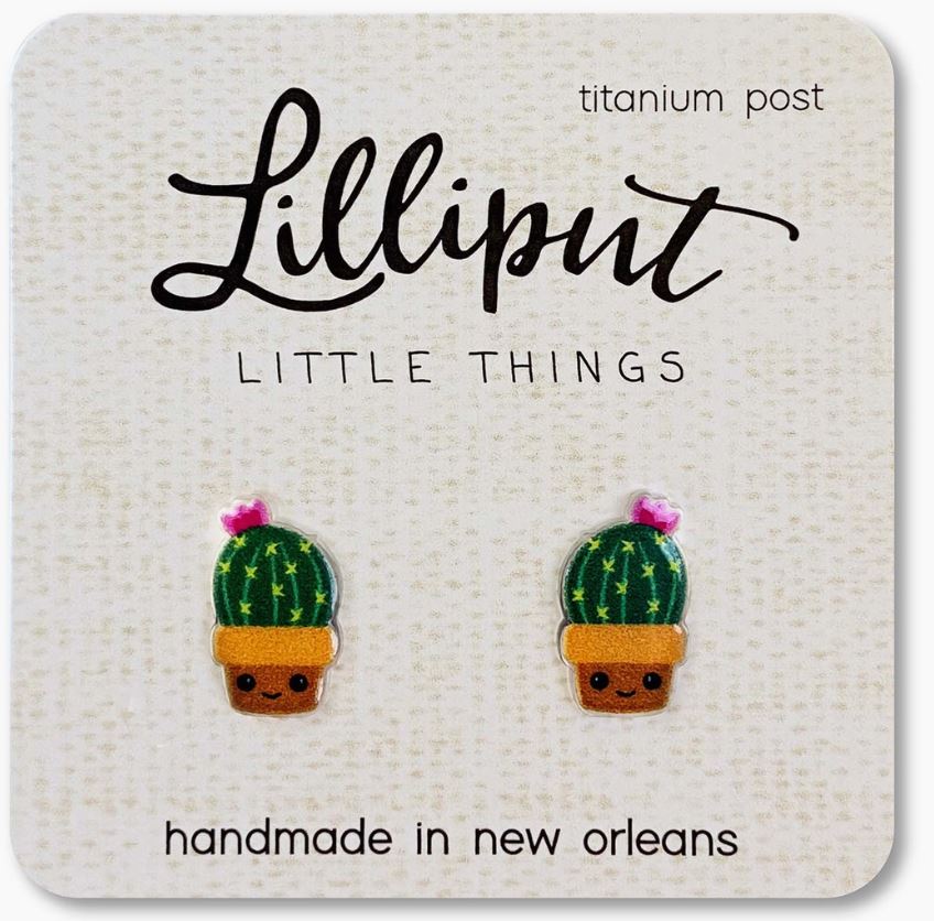 Kawaii Cactus Earrings - PINK FLOWER