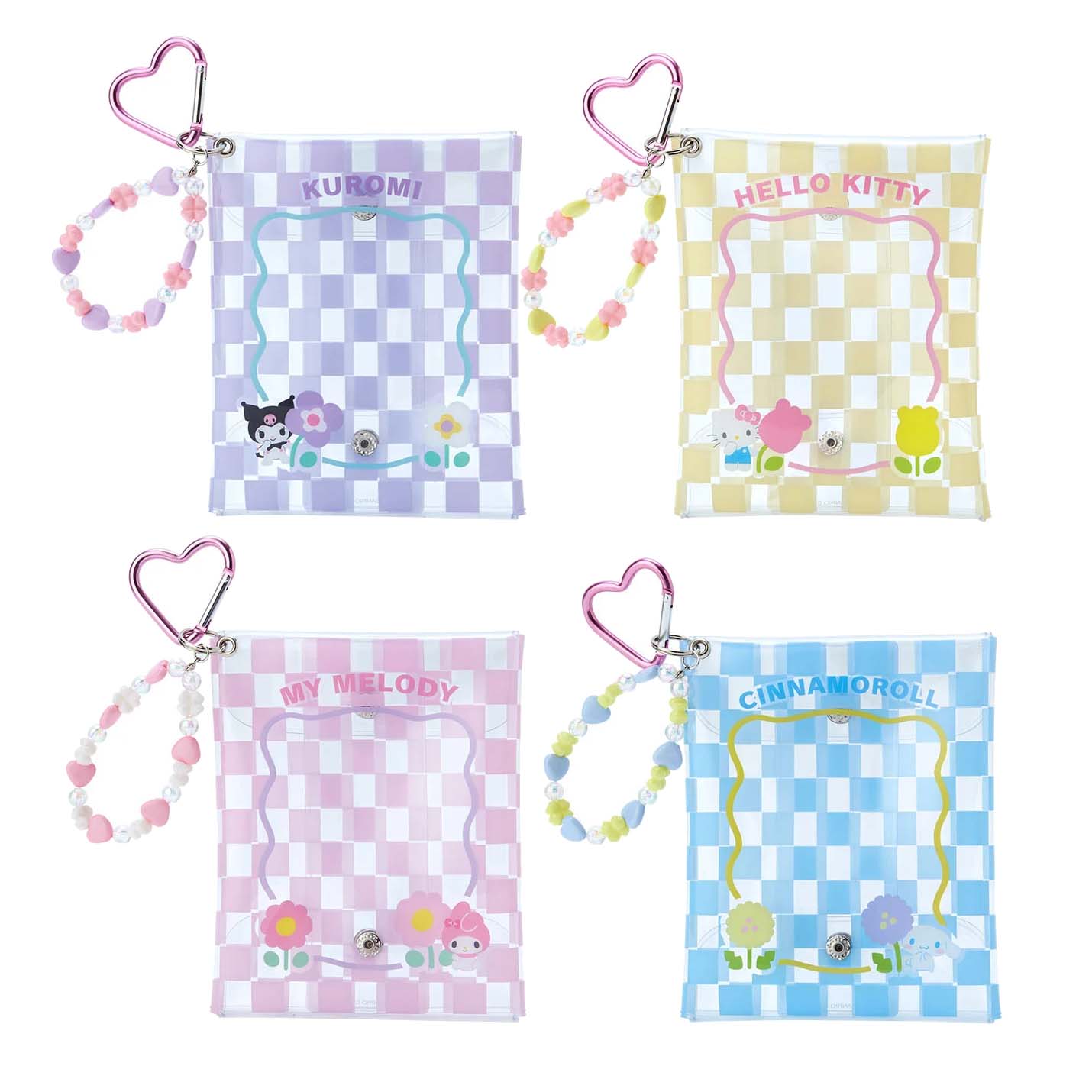 Japan Sanrio Carabiner Clear Case Small Pouch (Pastel Checker)