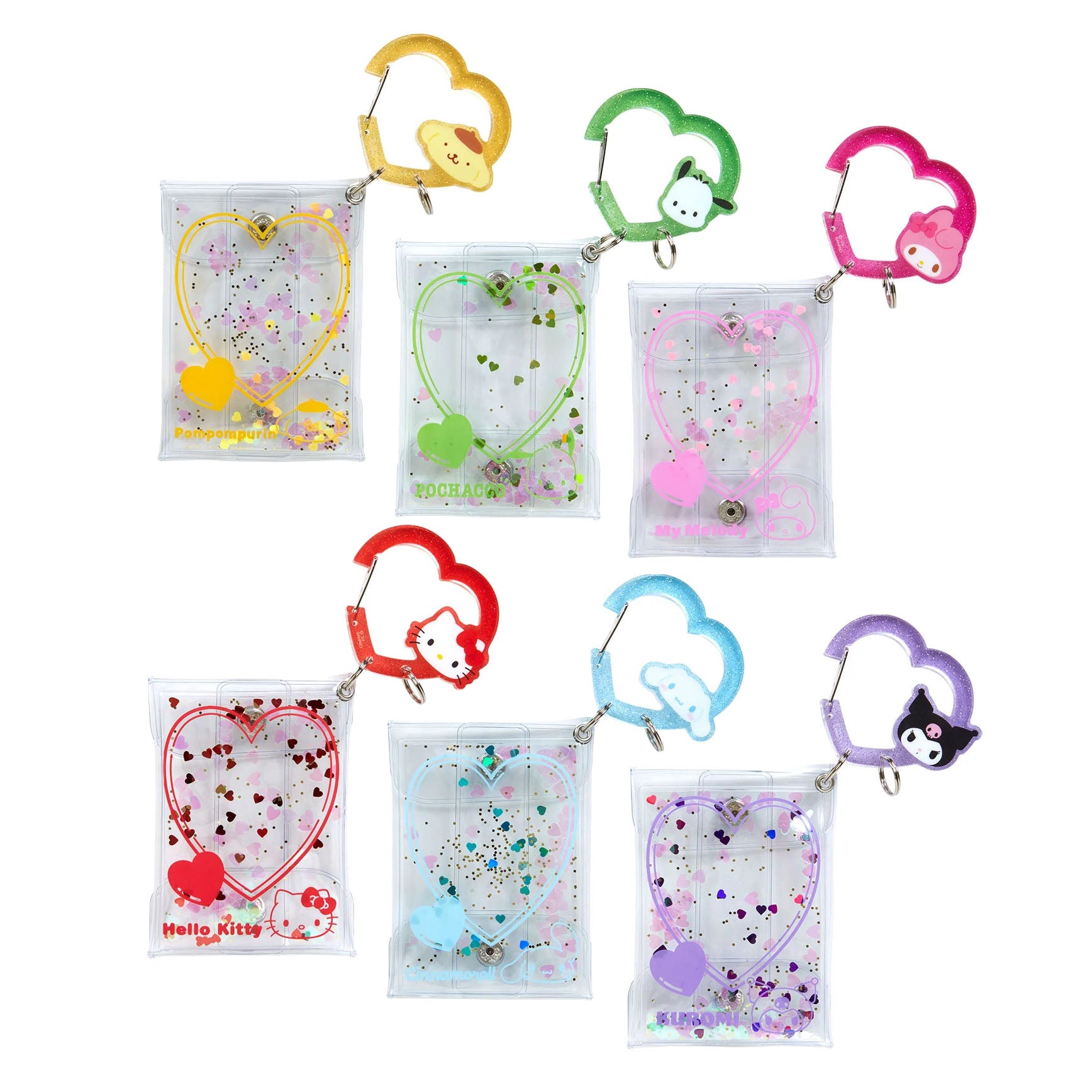 Japan Sanrio Carabiner Clear Mini Pouch Coin Purse (Colorful Heart)