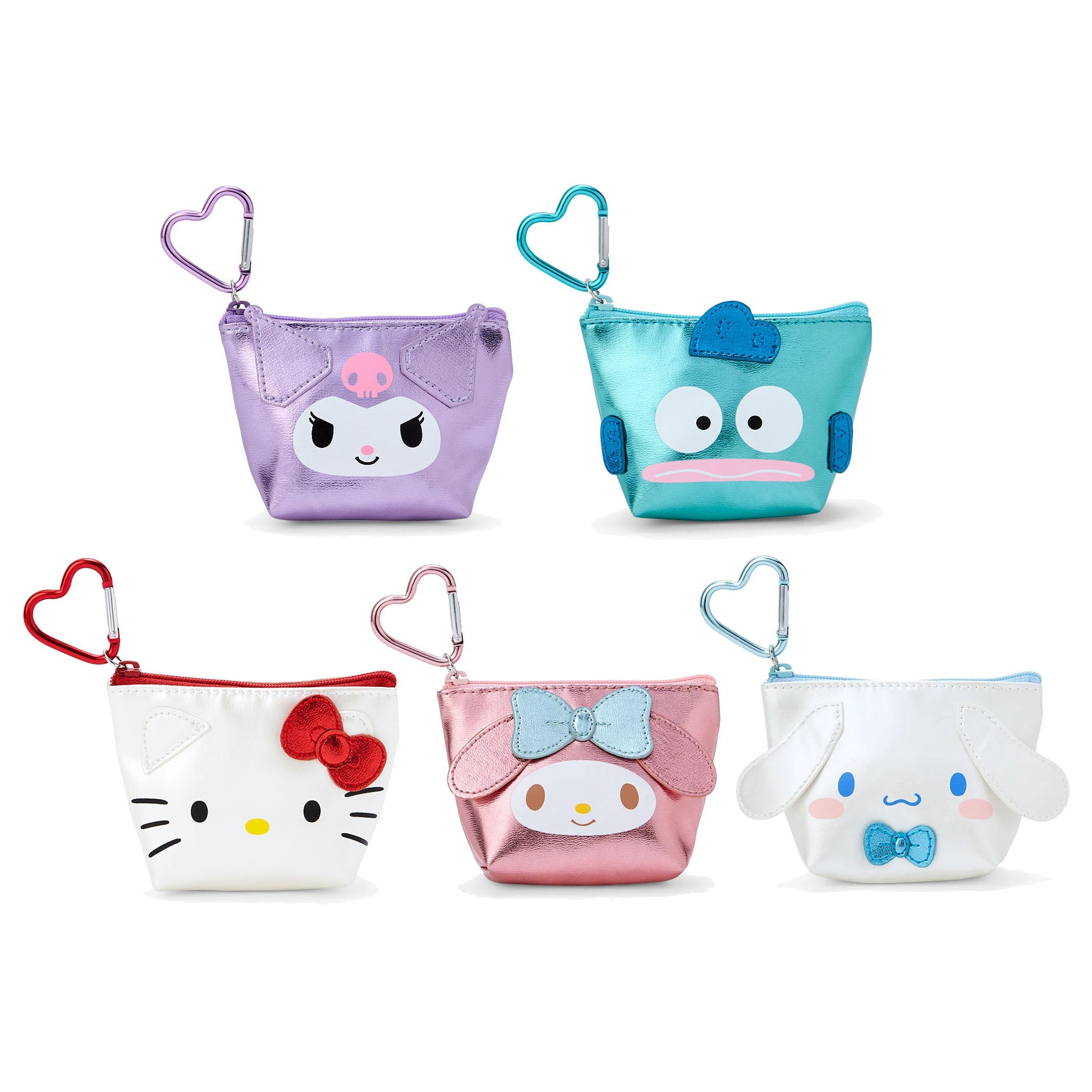Japan Sanrio Mini Pouch with Carabiner (Face)
