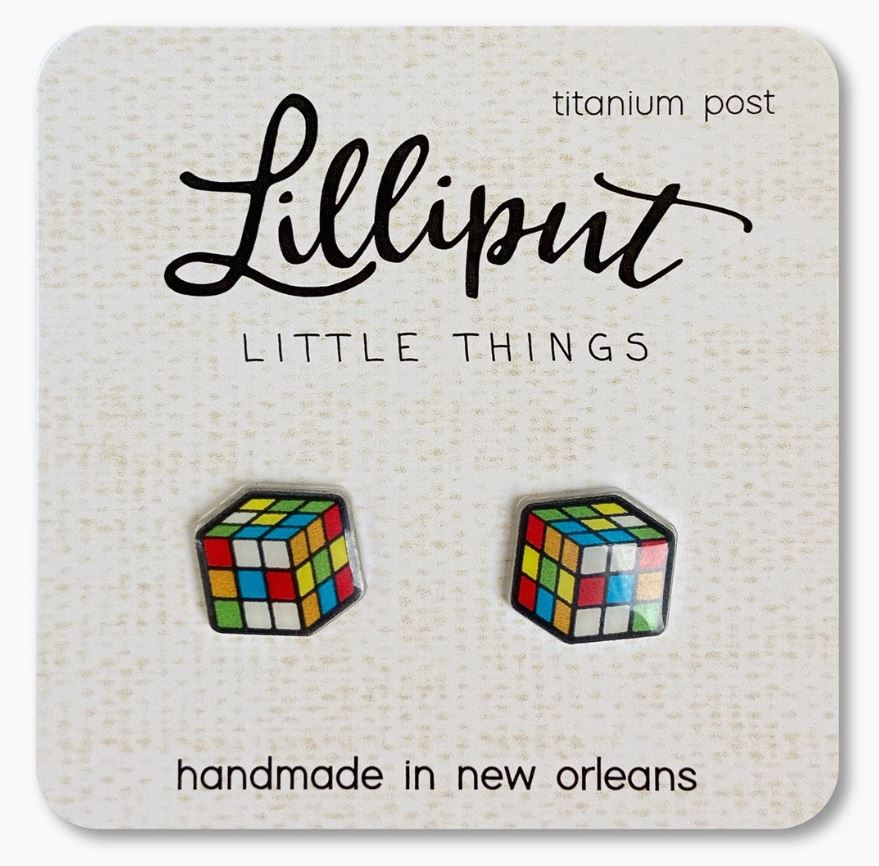 Retro Puzzle Rubik's Cube Earrings
