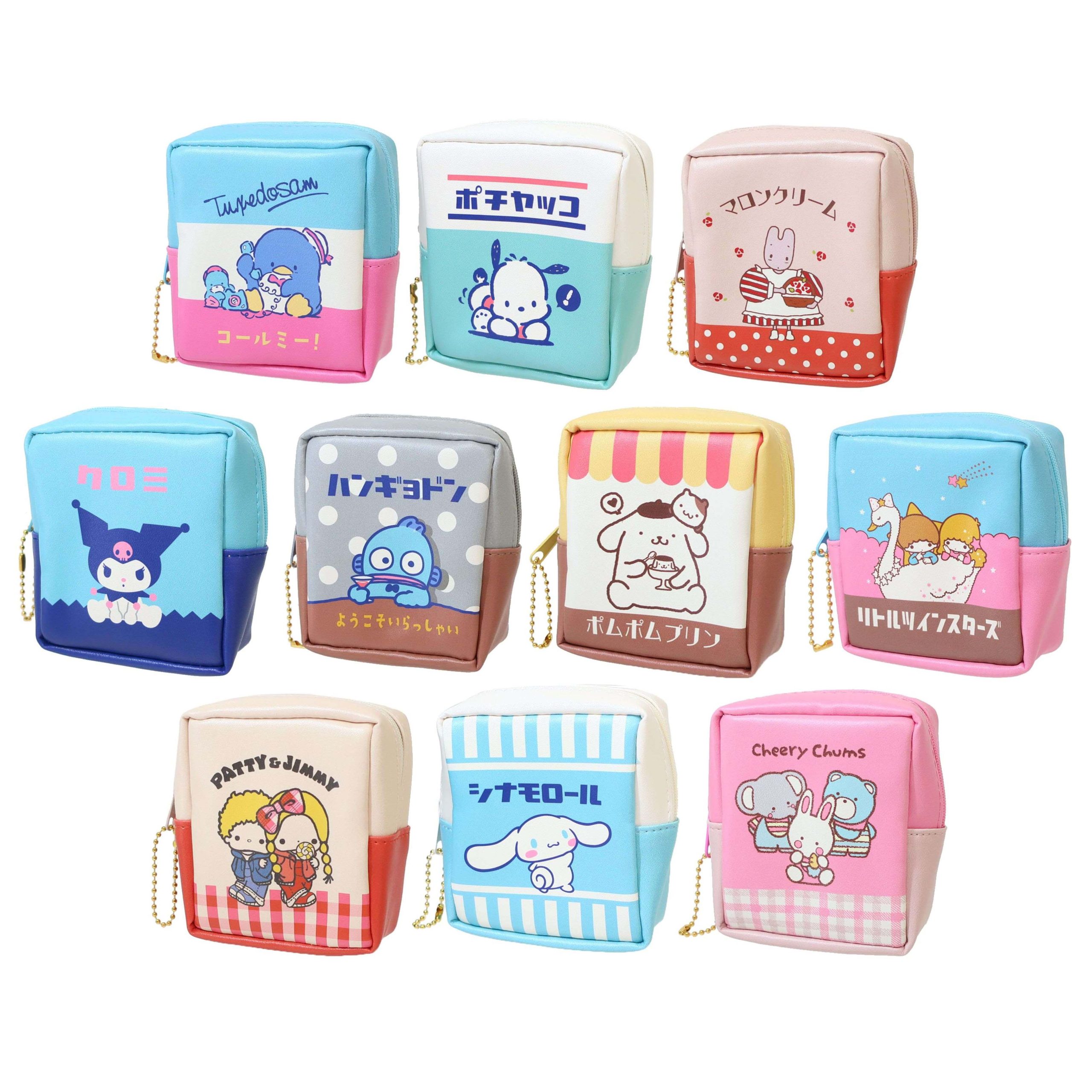 Japan Sanrio Tuxedo Sam / Pochacco / Marron Cream / Kuromi / Hangyodon / Pompompurin / Little Twin Stars / Patty and Jimmy / Cinnamoroll / Cheery Chums Coin Purse Small Pouch (Fancy Retro)