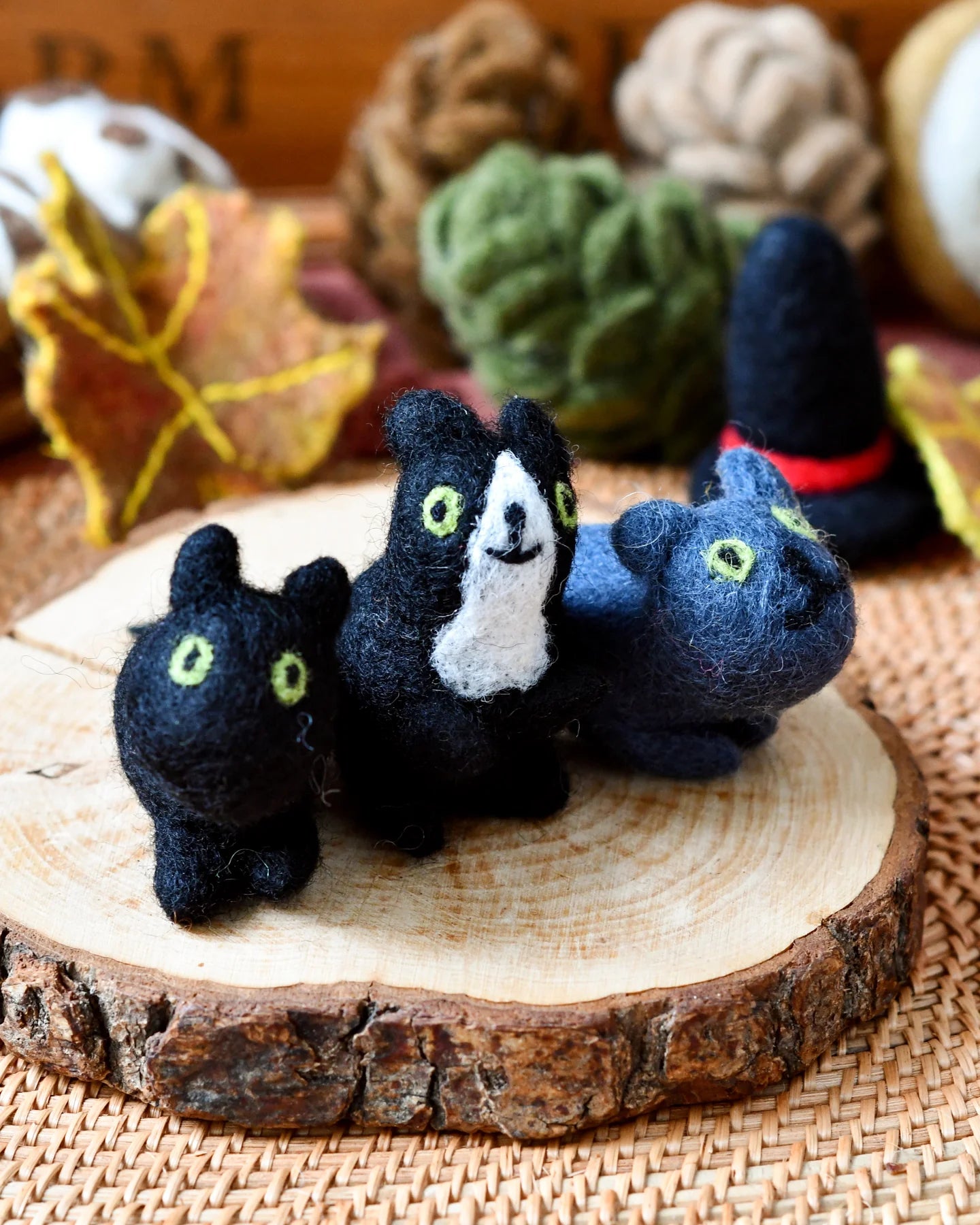 Pre-Order Felt Cats, Set of 3 (Ships in September)
