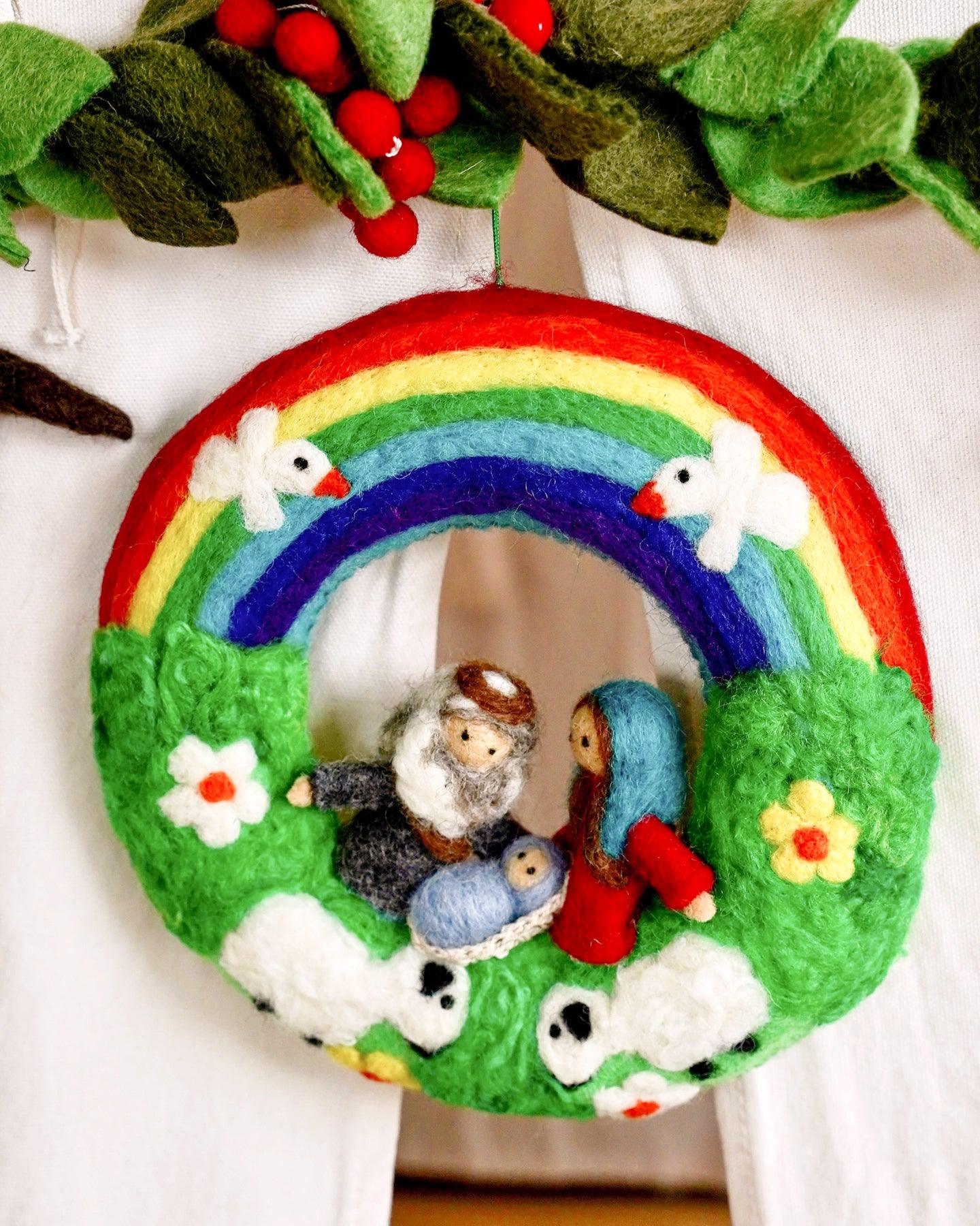 Sale Christmas Rainbow Nativity Wreath