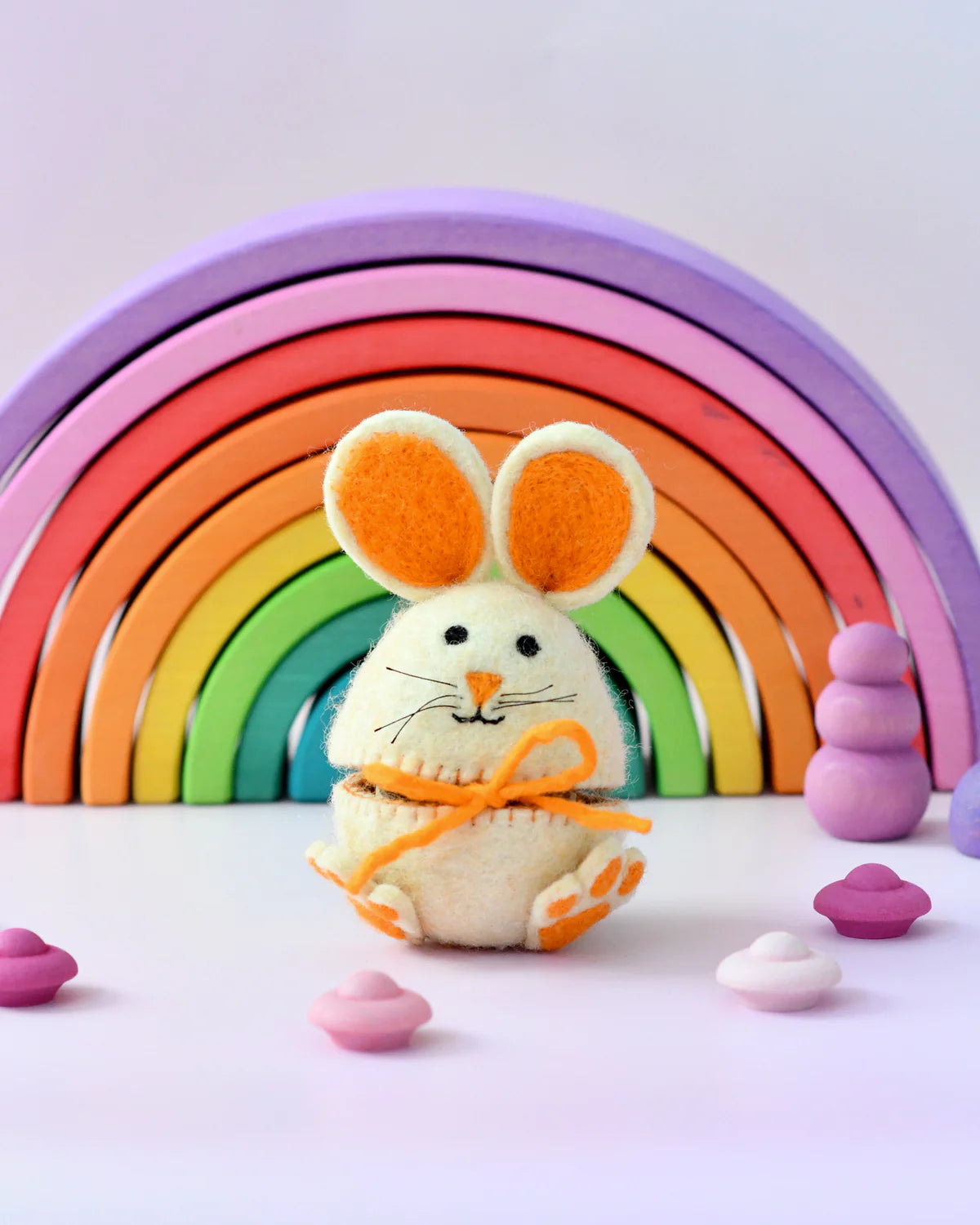 Sale Felt Egg Cover, Hopping Bunny with Orange Ears