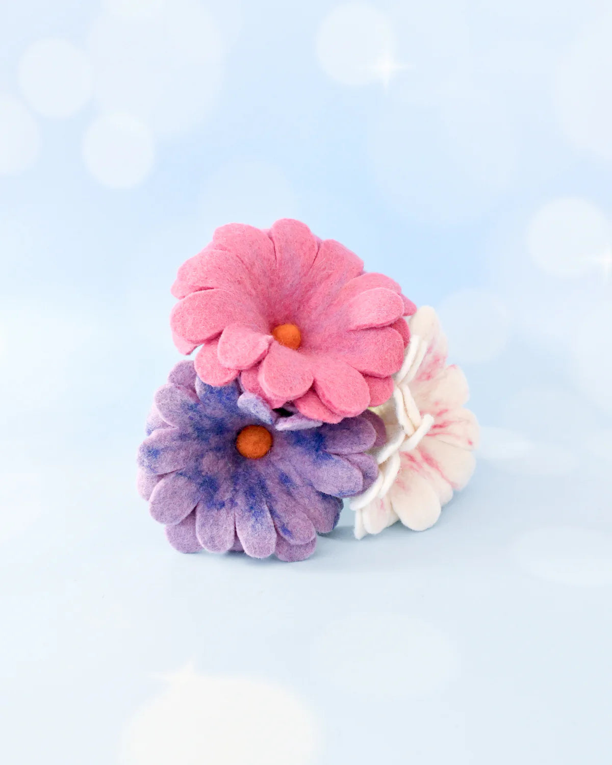 Pre-Order Felt Pastel Flowers Set of 3 (Ships in early September)