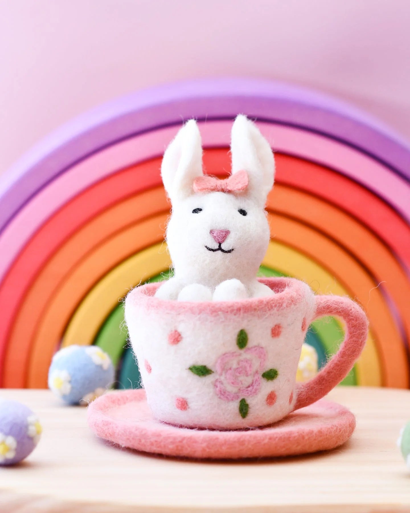 Felt Rabbit in Tea Cup Toy