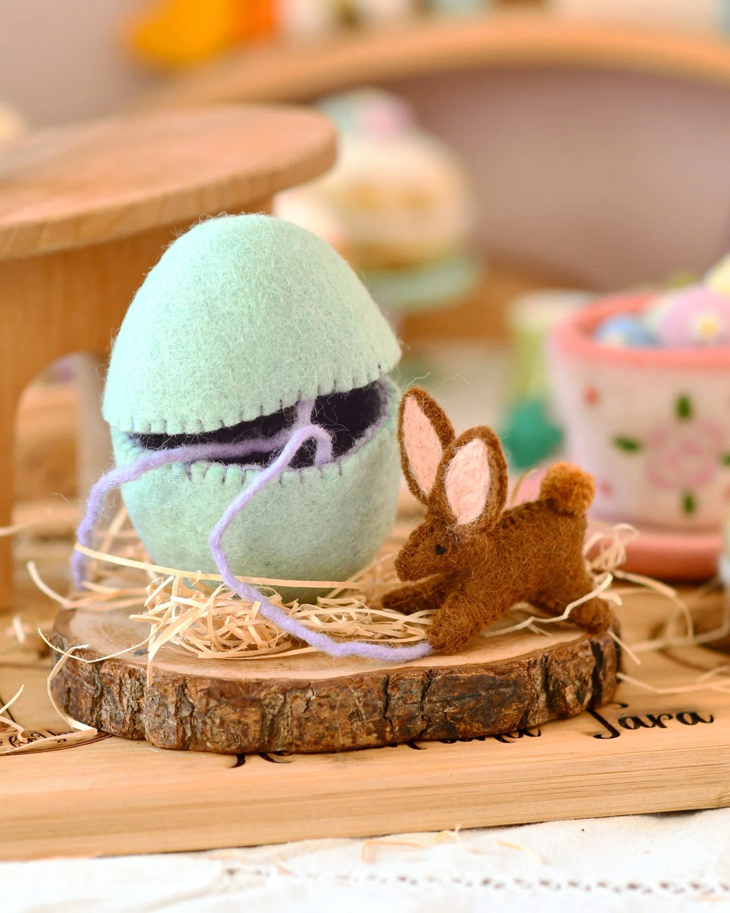 Sale Felt Surprise Egg with Brown Bunny Inside